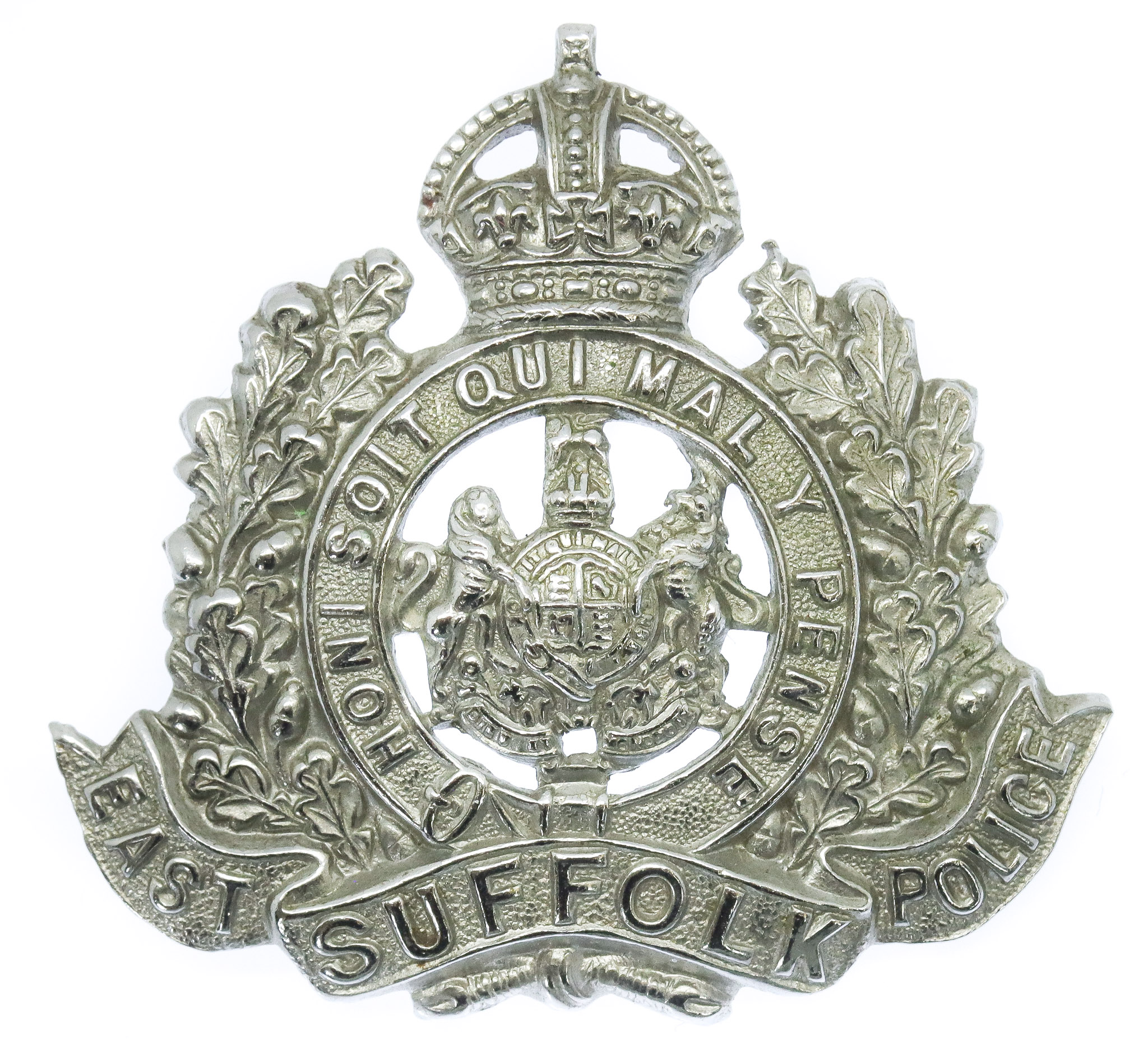 East Suffolk Police Chrome Cap Badge - King's Crown