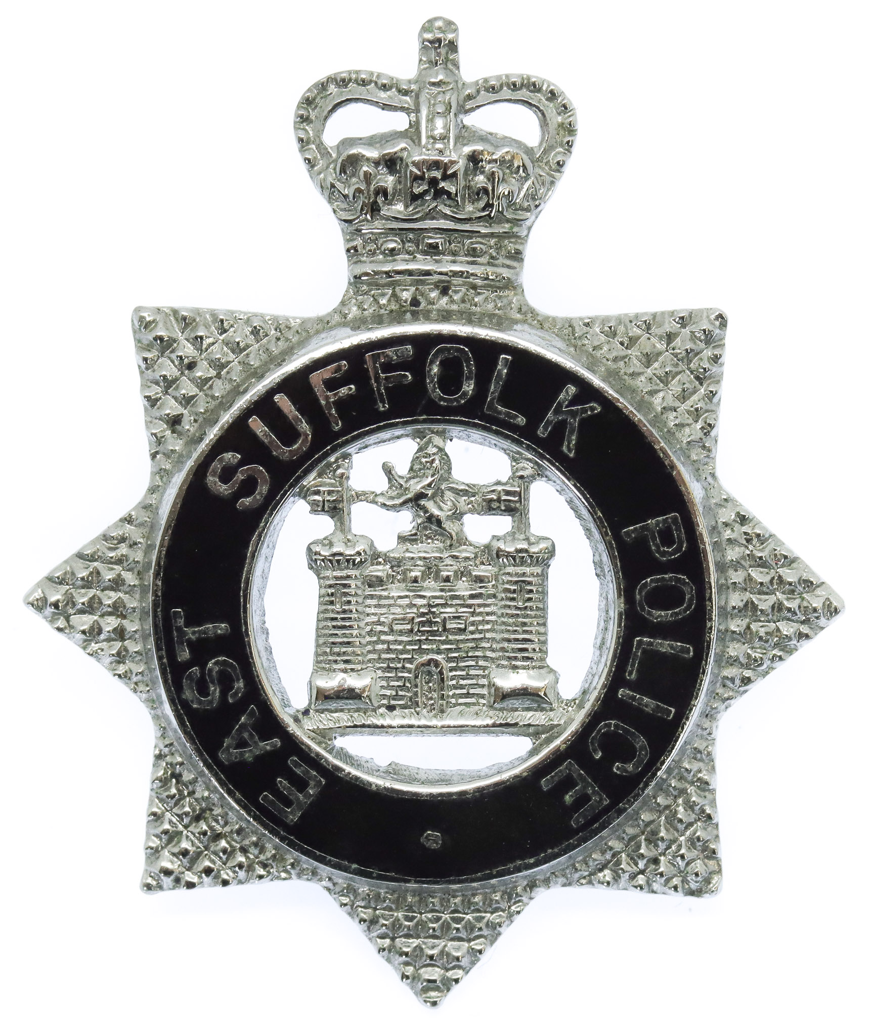 East Suffolk Police Senior Officer's Enamelled Cap Badge - Queen's Crown