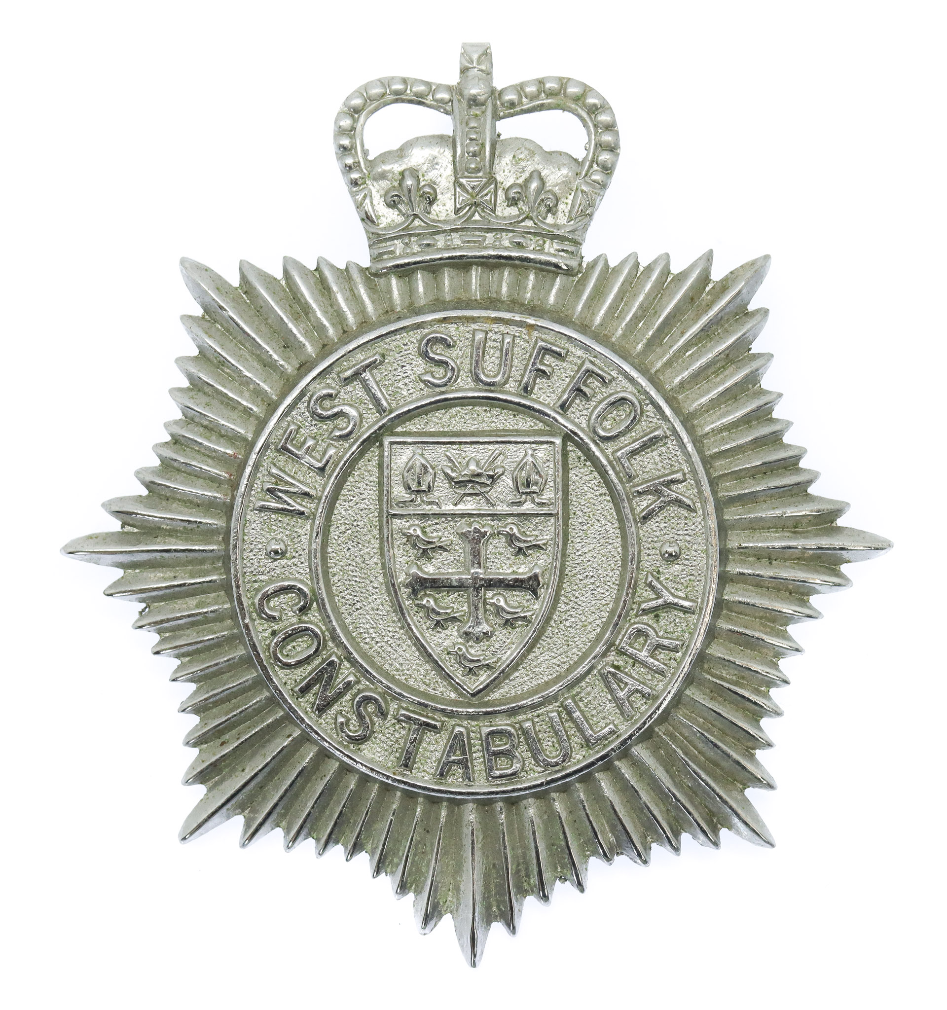 West Suffolk Constabulary Small Star Helmet Plate - Queen's Crown