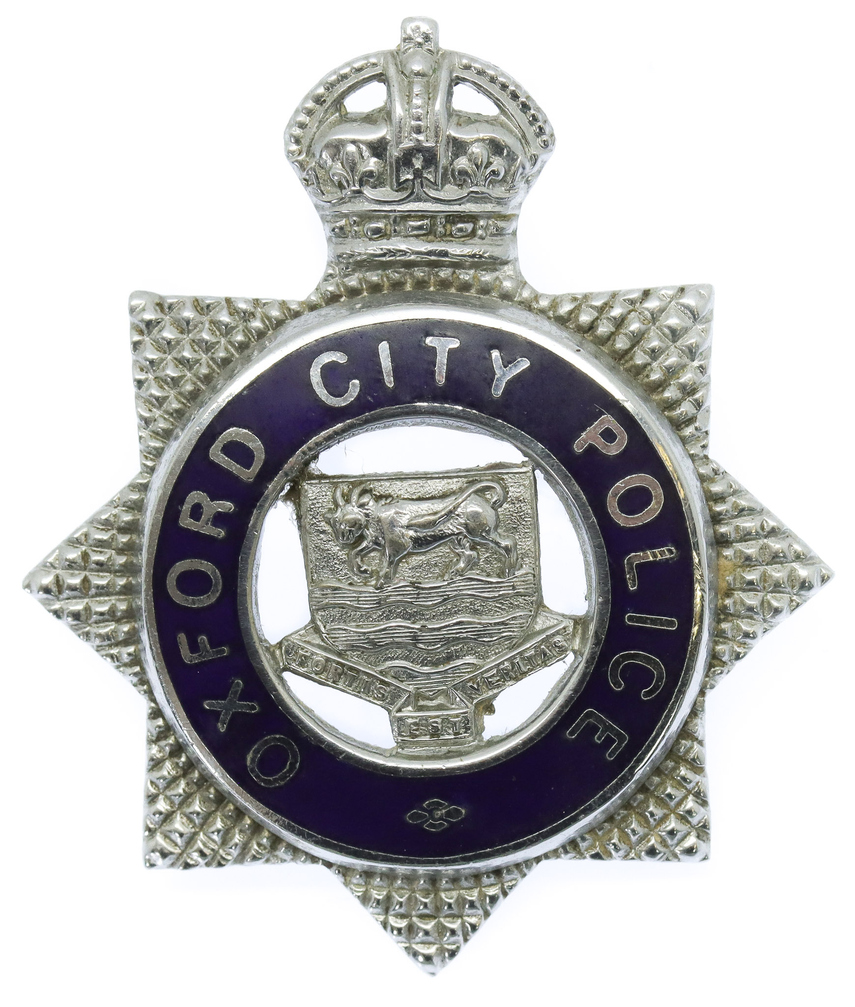 Oxford City Police Senior Officer's Enamelled Cap Badge - King's Crown