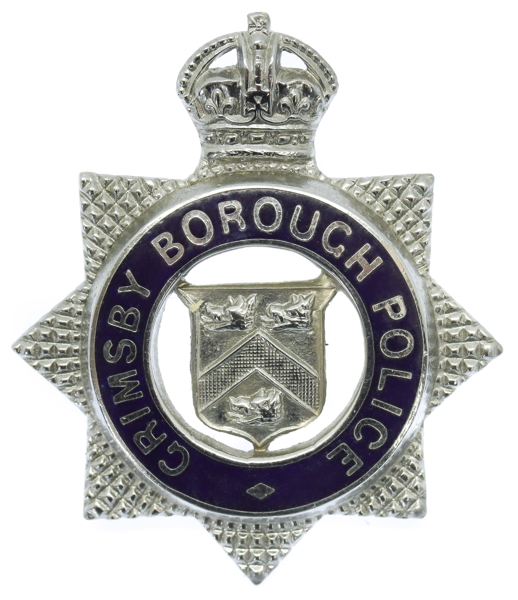 Grimsby Borough Police Senior Officer's Enamelled Cap Badge - King's Crown