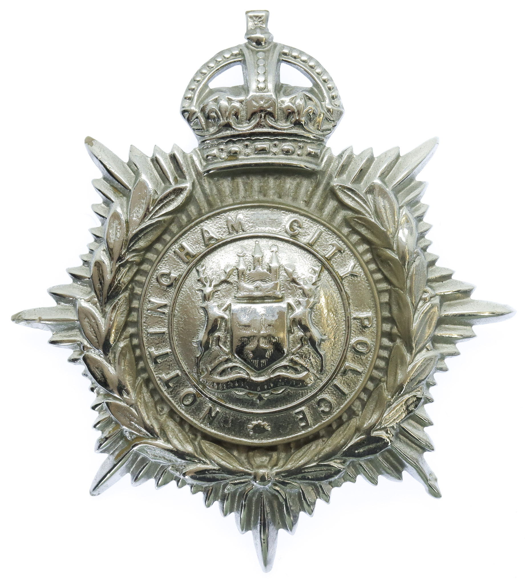 Nottingham City Police Helmet Plate - King's Crown