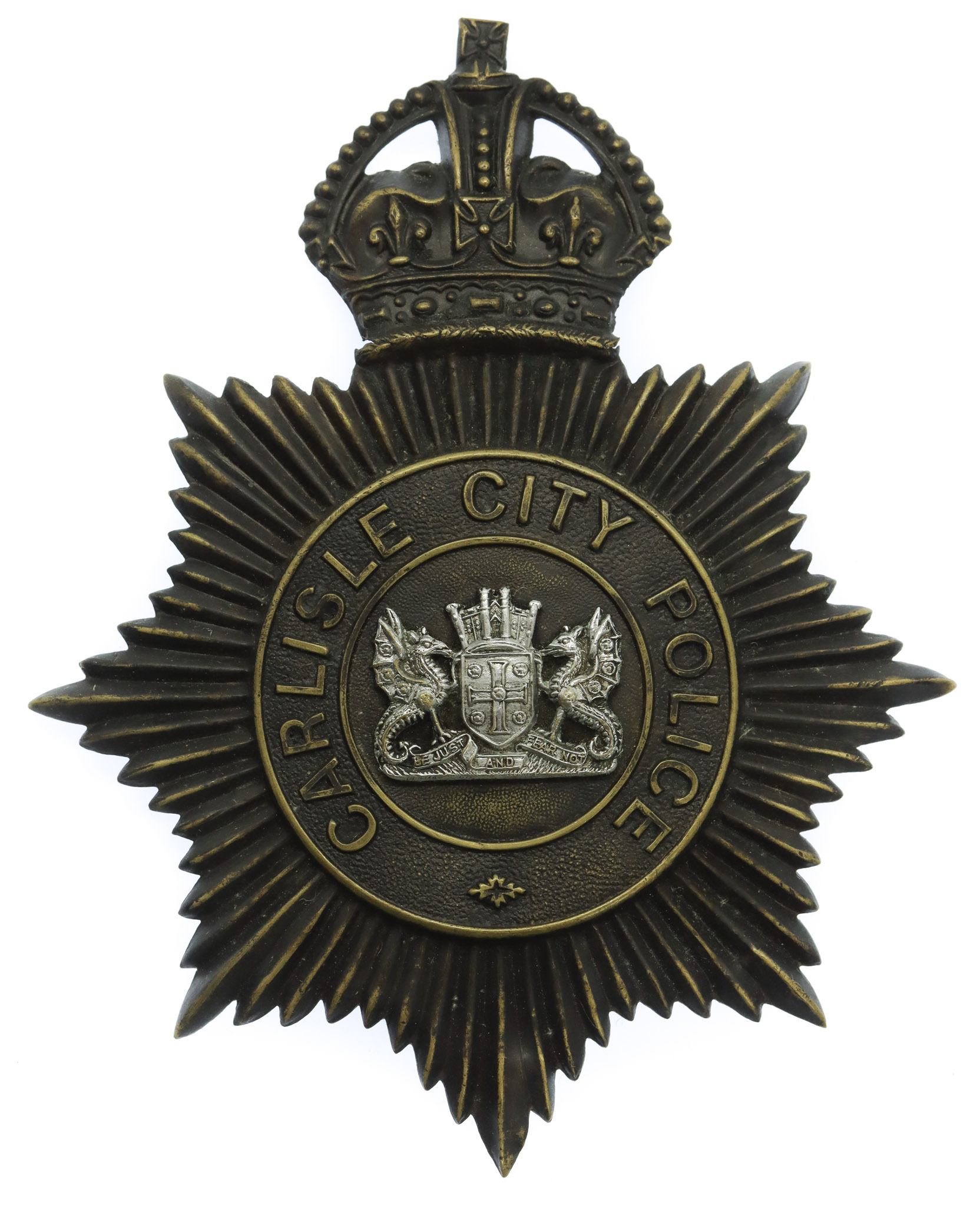 Carlisle City Police Night Helmet Plate - King's Crown