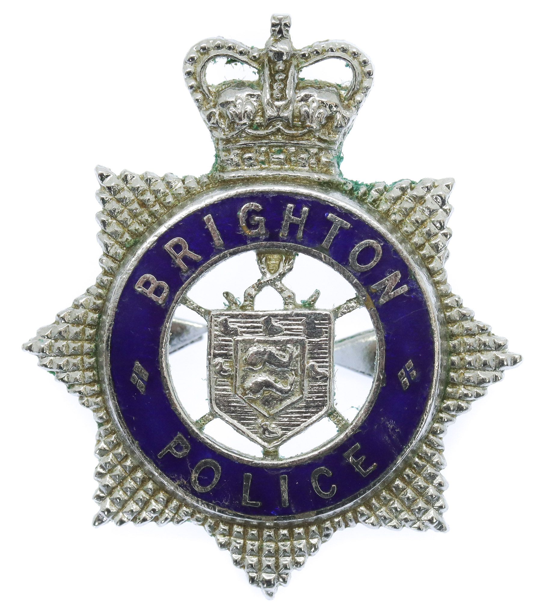 Brighton Borough Police Senior Officer's Enamelled Cap Badge - Queen's Crown