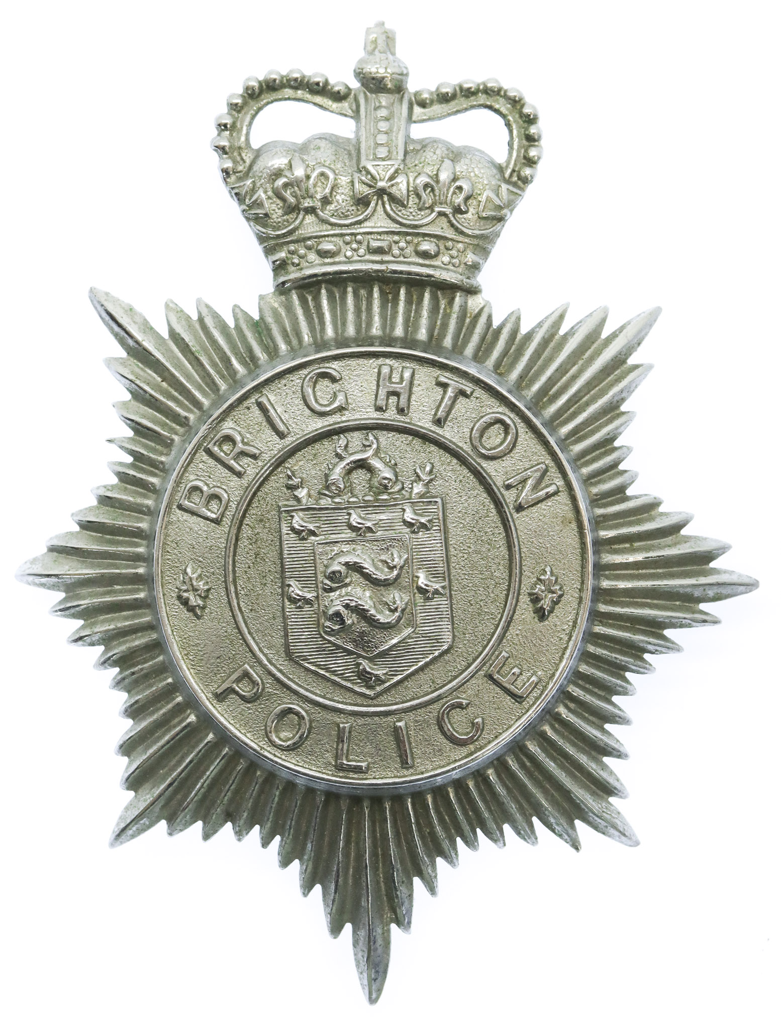 Brighton Borough Police Helmet Plate - Queen's Crown