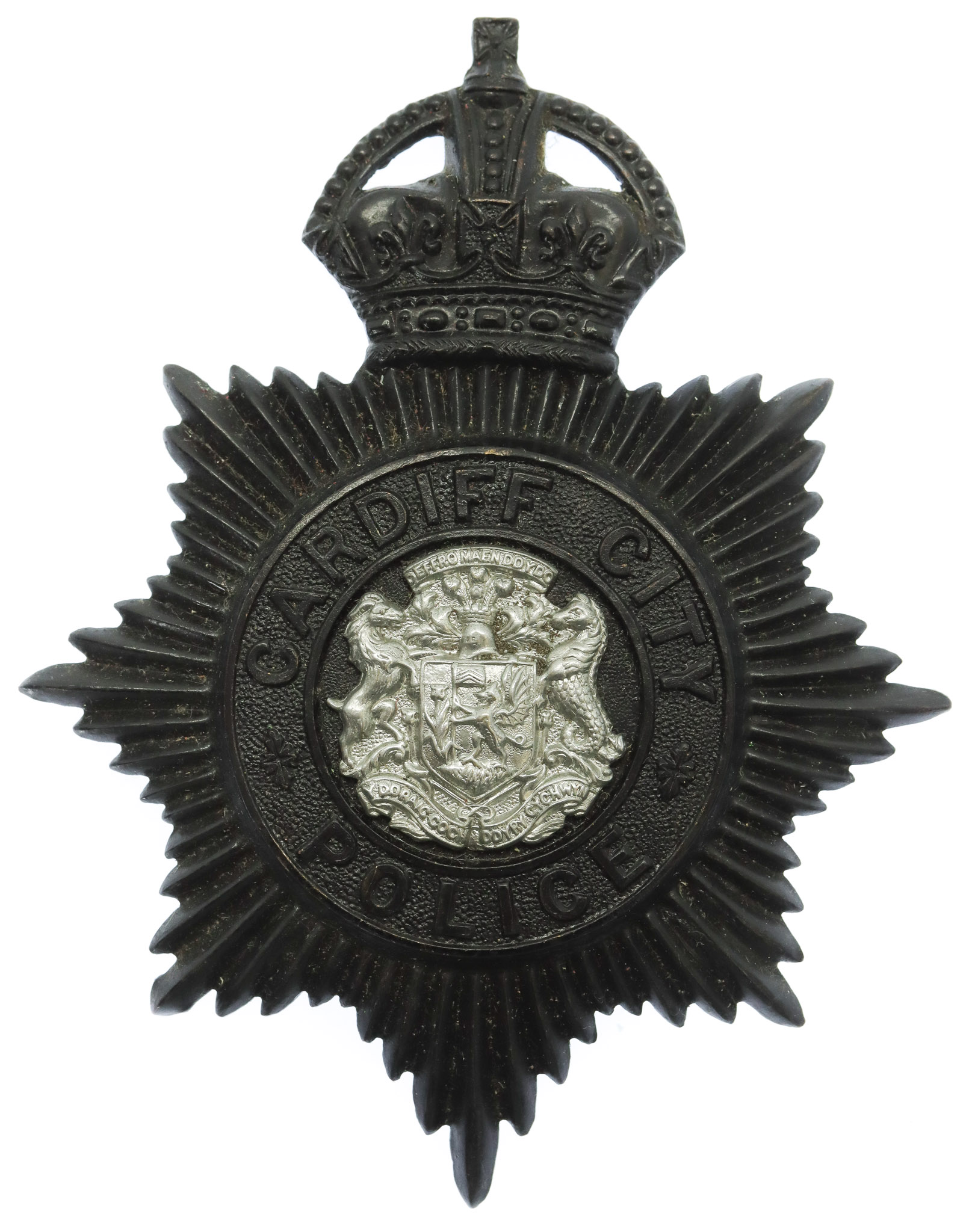 Cardiff City Police Night Helmet Plate - King's Crown