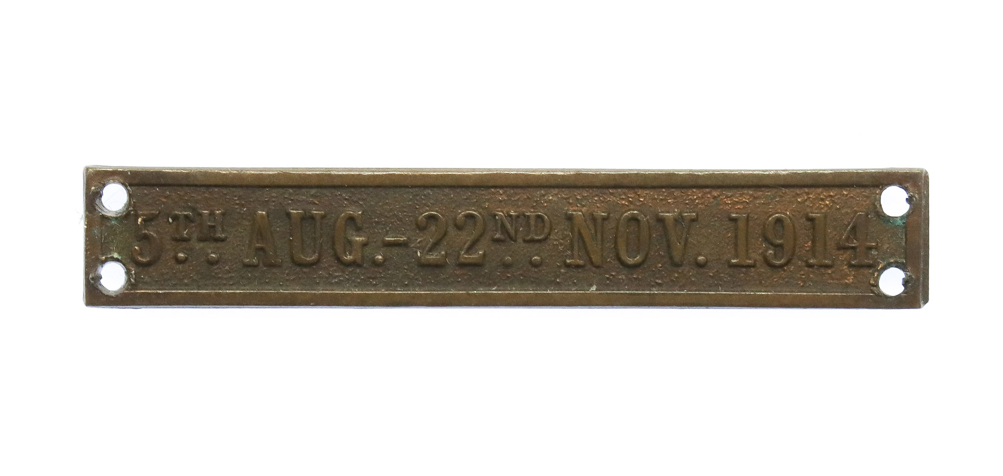 WW1 '5th Aug. - 22nd Nov. 1914' Medal Clasp for 1914 Mons Star
