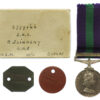 General Service Medal (Clasp - Cyprus) with Dog Tags and Box of Issue - SAC. P. Slingsby, Royal Air Force