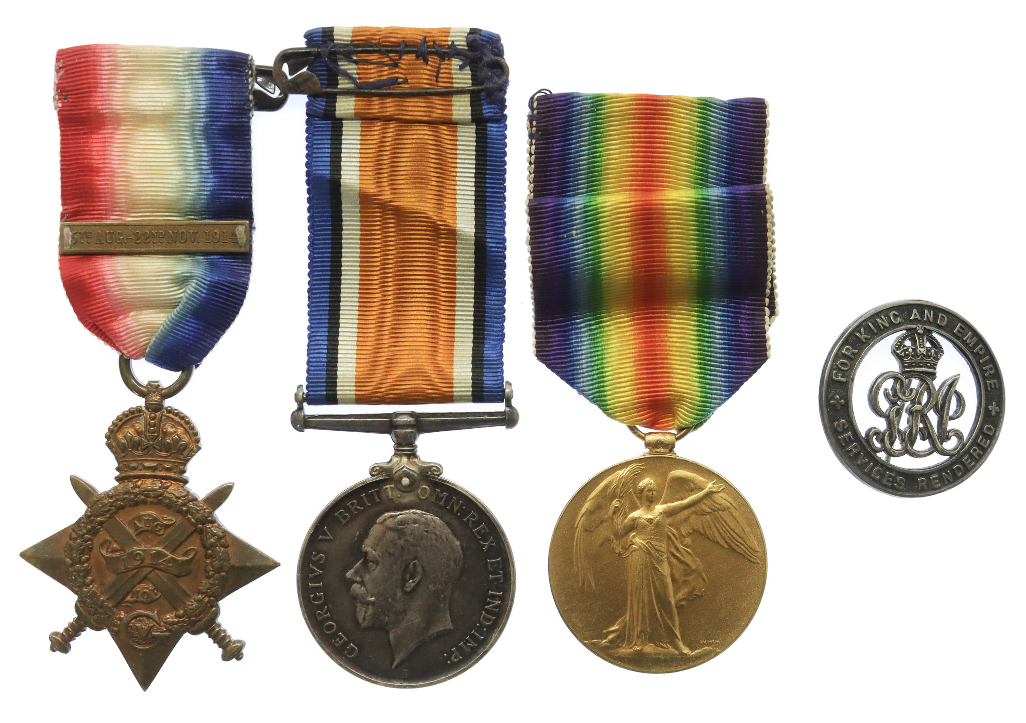 WW1 1914 Mons Star & Bar Medal Trio with Silver War Badge - Pte. R. Busby, 3rd Bn. Rifle Brigade