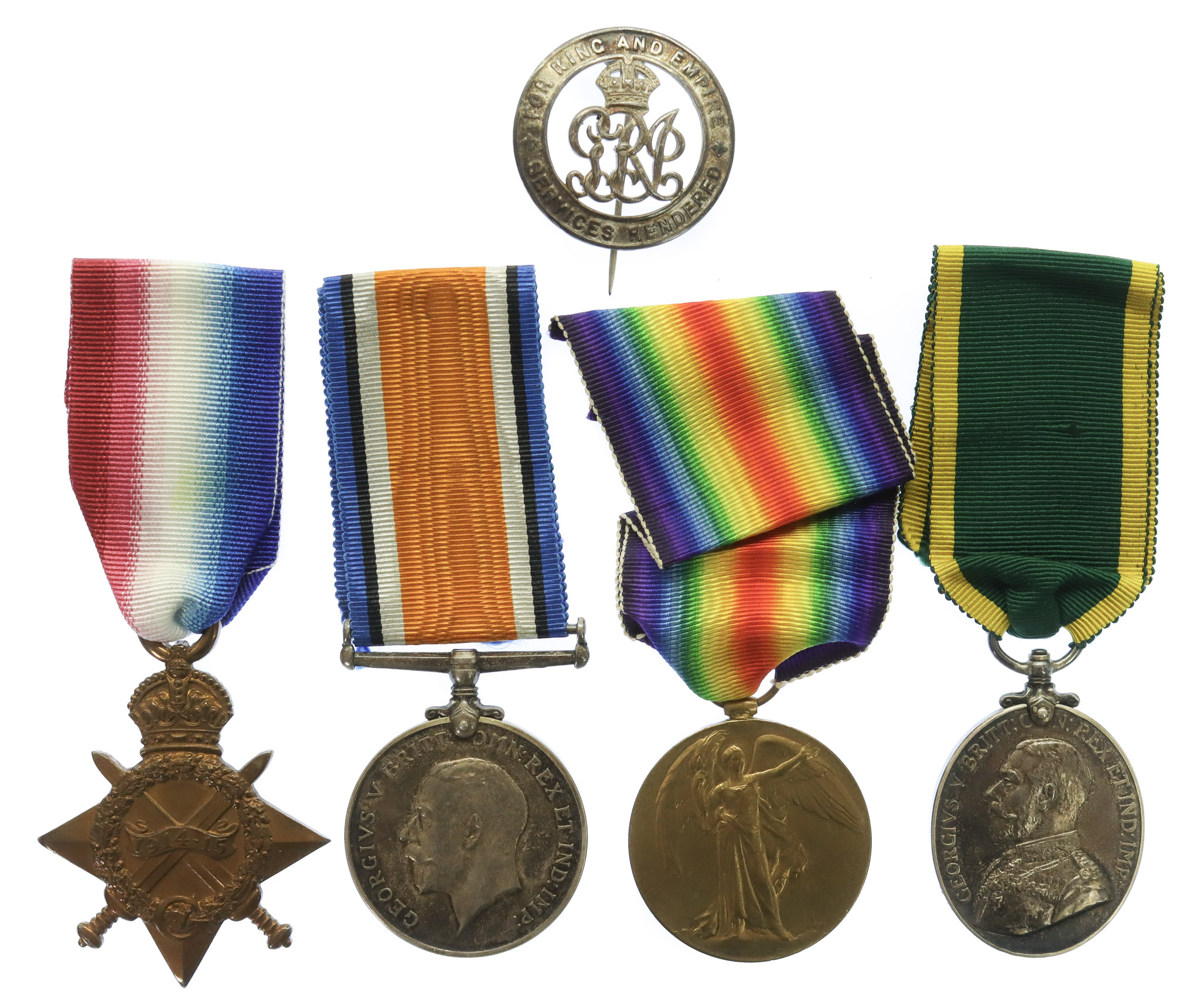 WW1 1914-15 Star, British War Medal, Victory Medal, Territorial Force Efficiency Medal and Silver War Badge - Cpl. L.T. Peck, 6th Bn. London Regiment