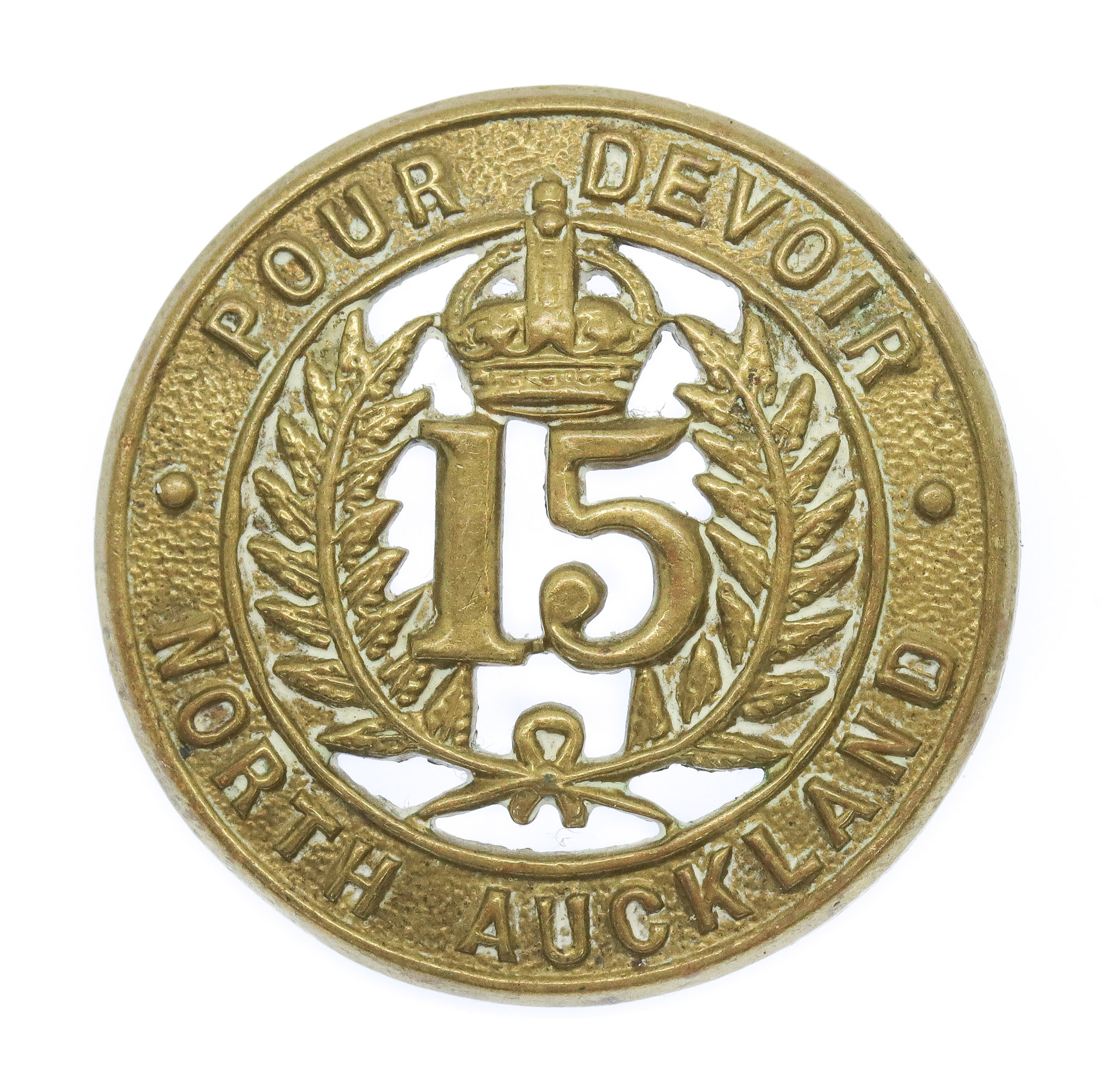 New Zealand Infantry 15th North Auckland Regiment Cap Badge - King's Crown