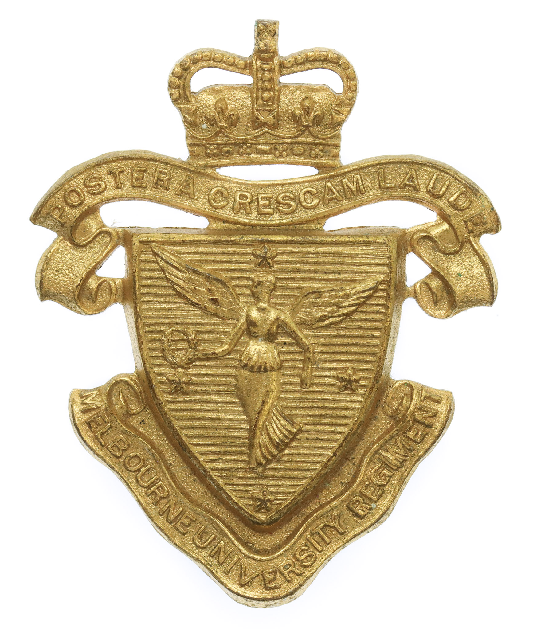 Australian Melbourne University Regiment Cap Badge - Queen's Crown