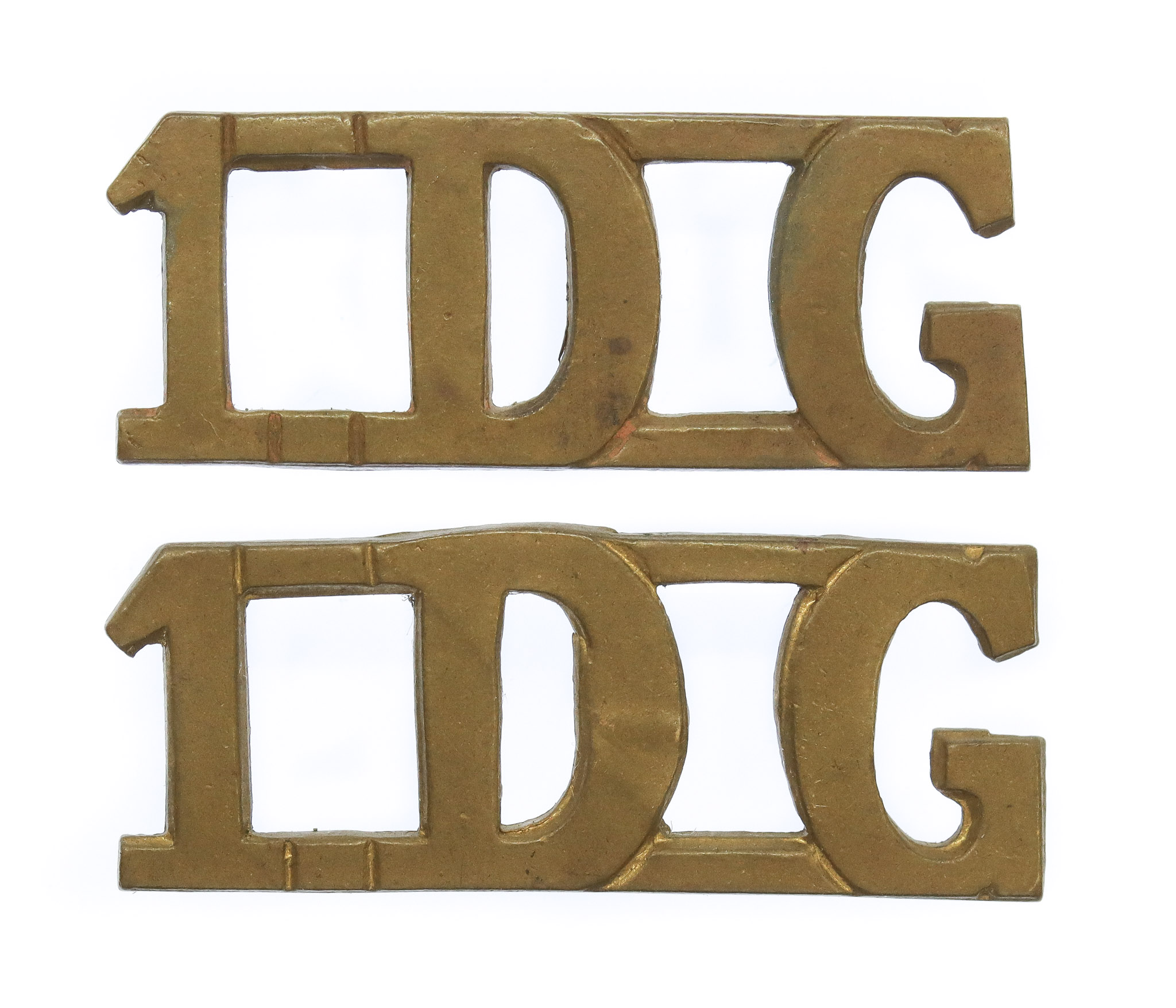 Pair of 1st King's Dragoon Guards (1.D.G.) Shoulder Titles