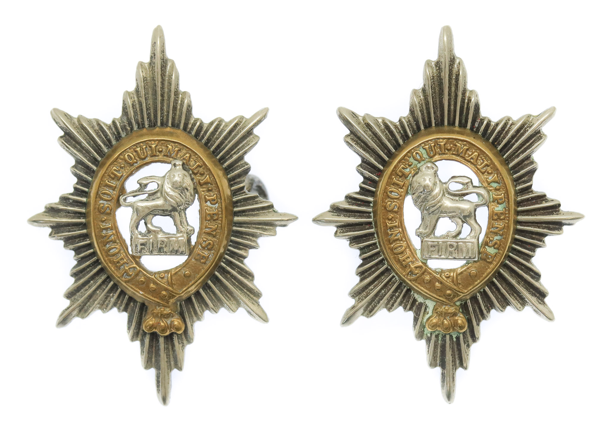 Pair of Worcestershire Regiment Officer's Silver Plated Collar Badge