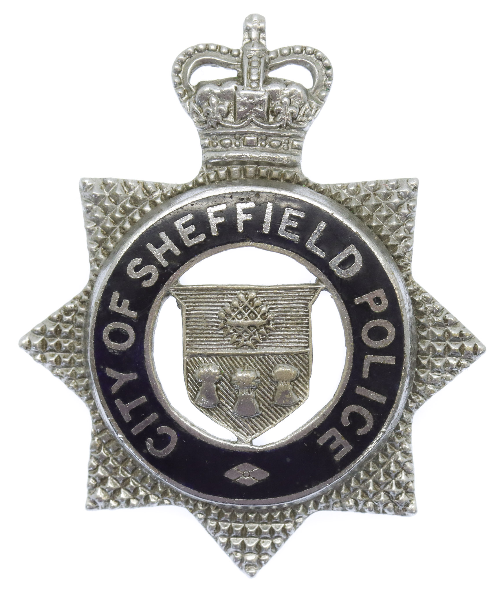 Sheffield City Police Senior Officer's Enamelled Cap Badge - Queen's Crown
