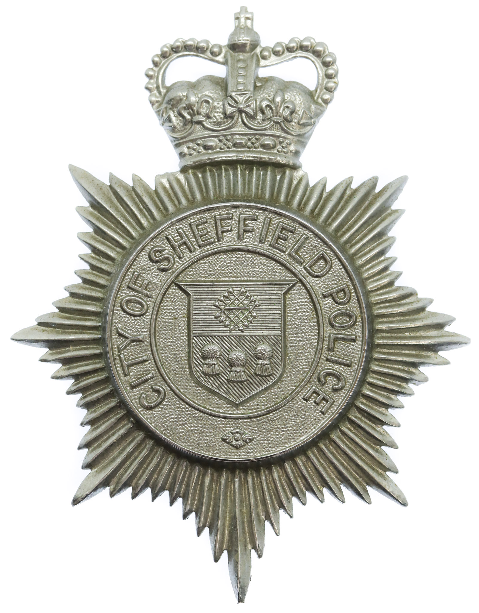 Sheffield City Police Helmet Plate - Queen's Crown