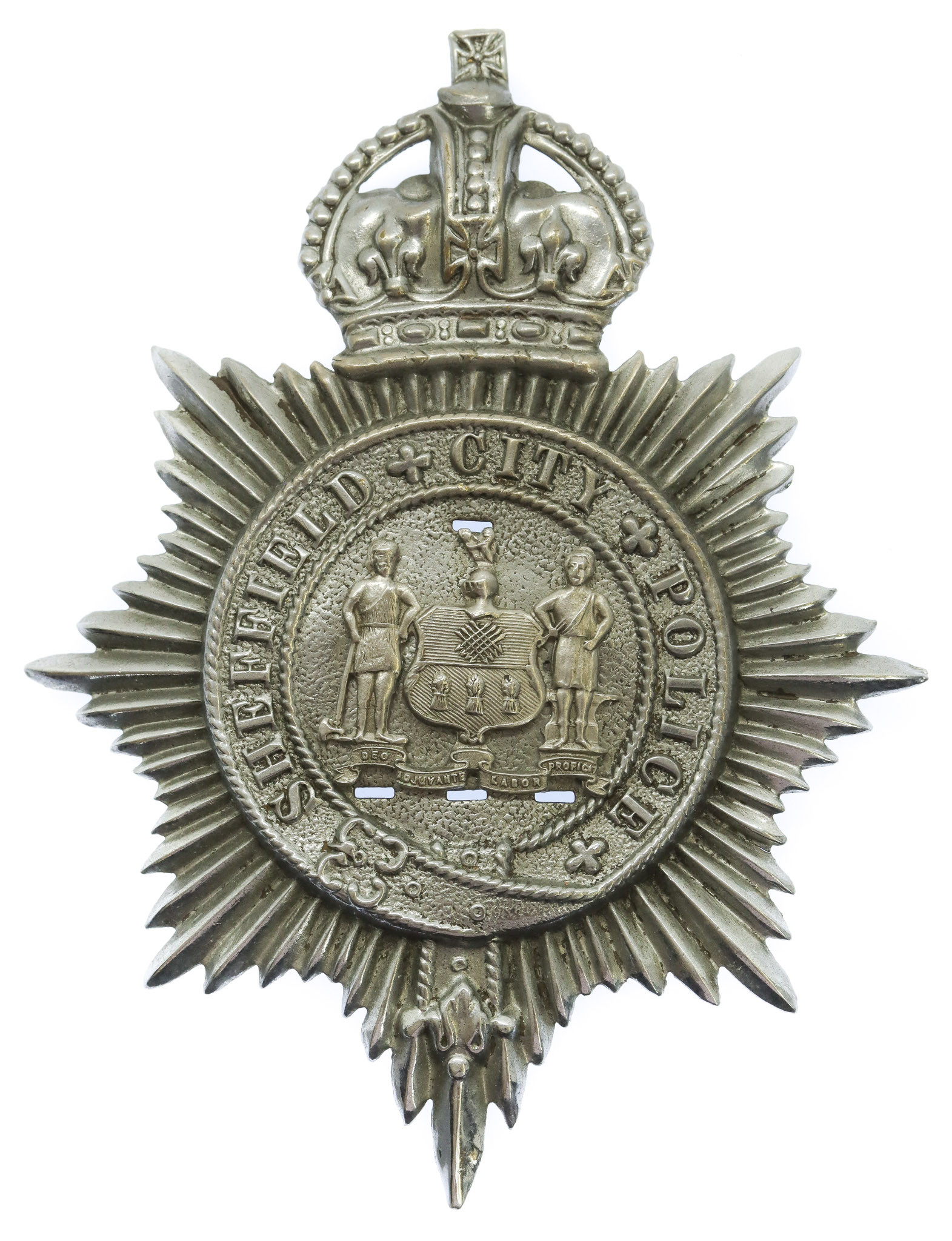 Sheffield City Police Helmet Plate - King's Crown 