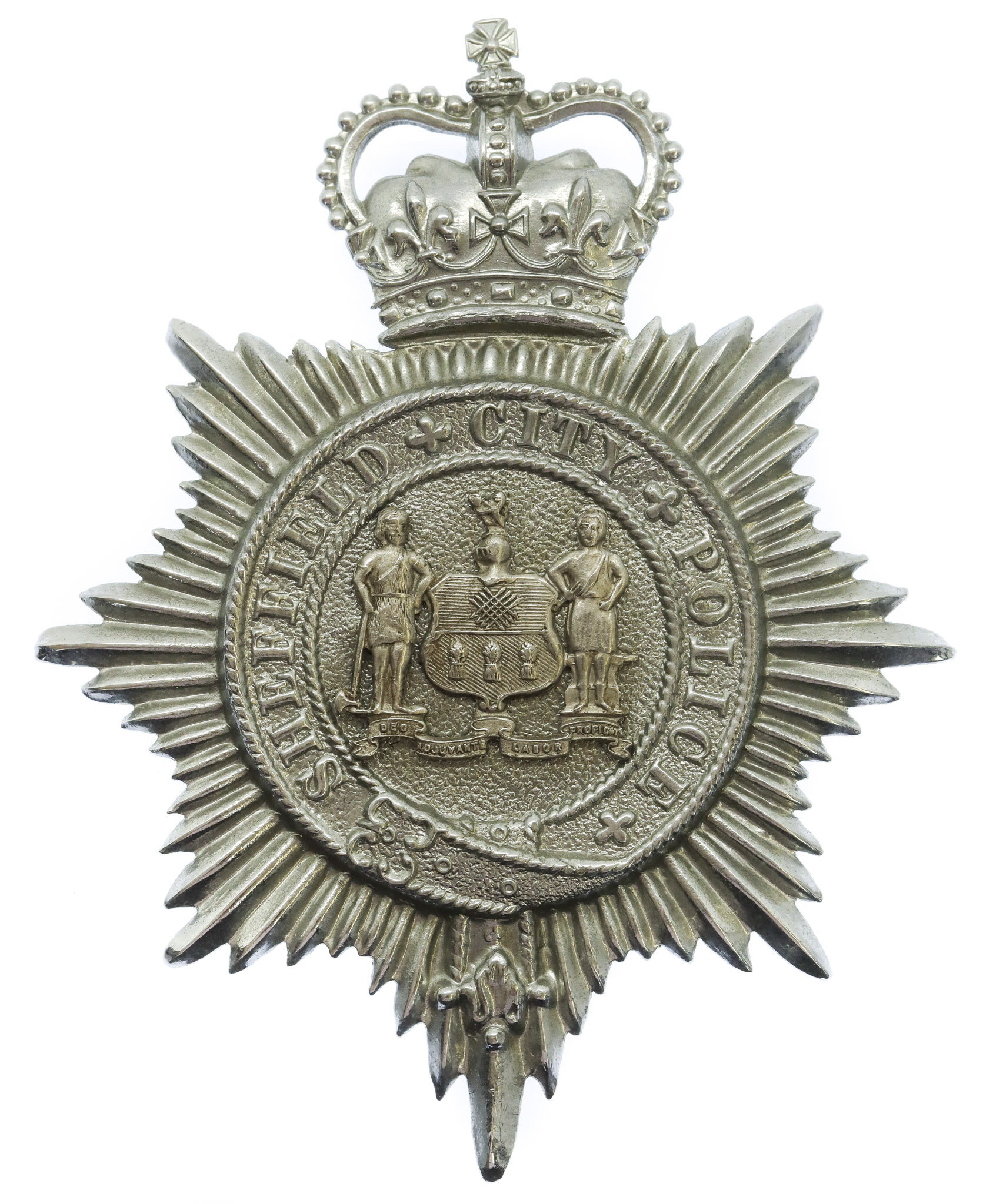 Sheffield City Police Helmet Plate - Queen's Crown 