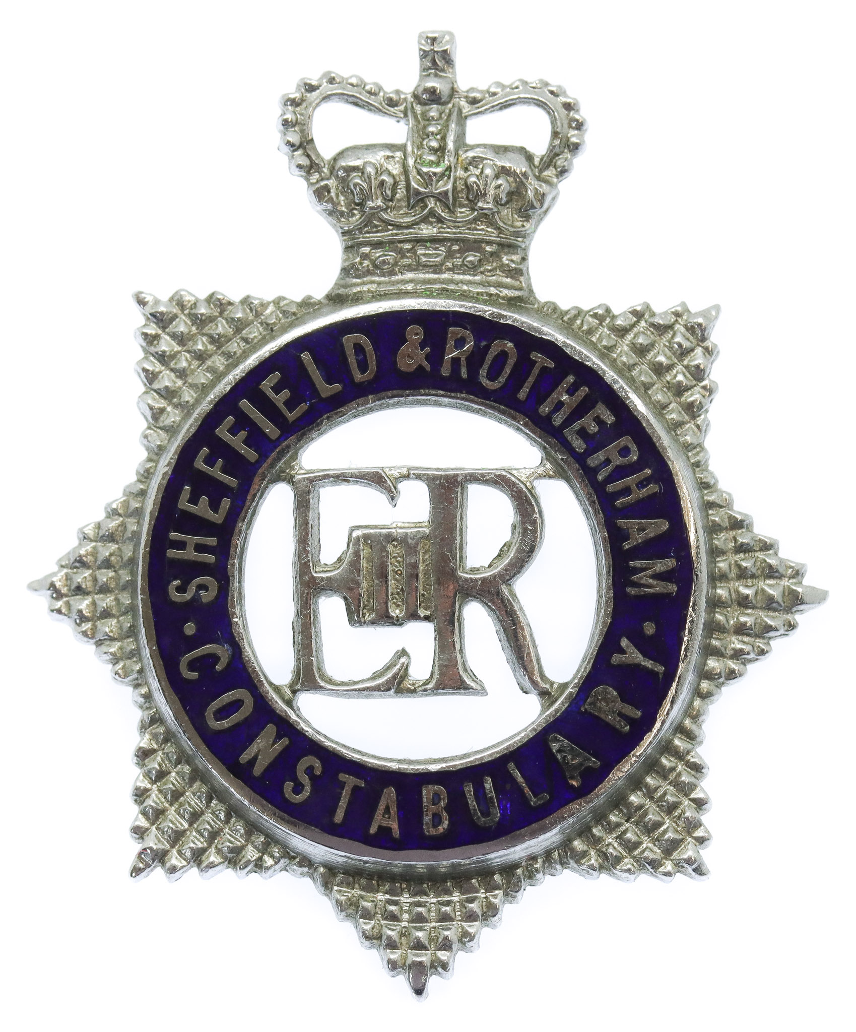 Sheffield & Rotherham Constabulary Senior Officer's Enamelled Cap Badge - Queen's Crown