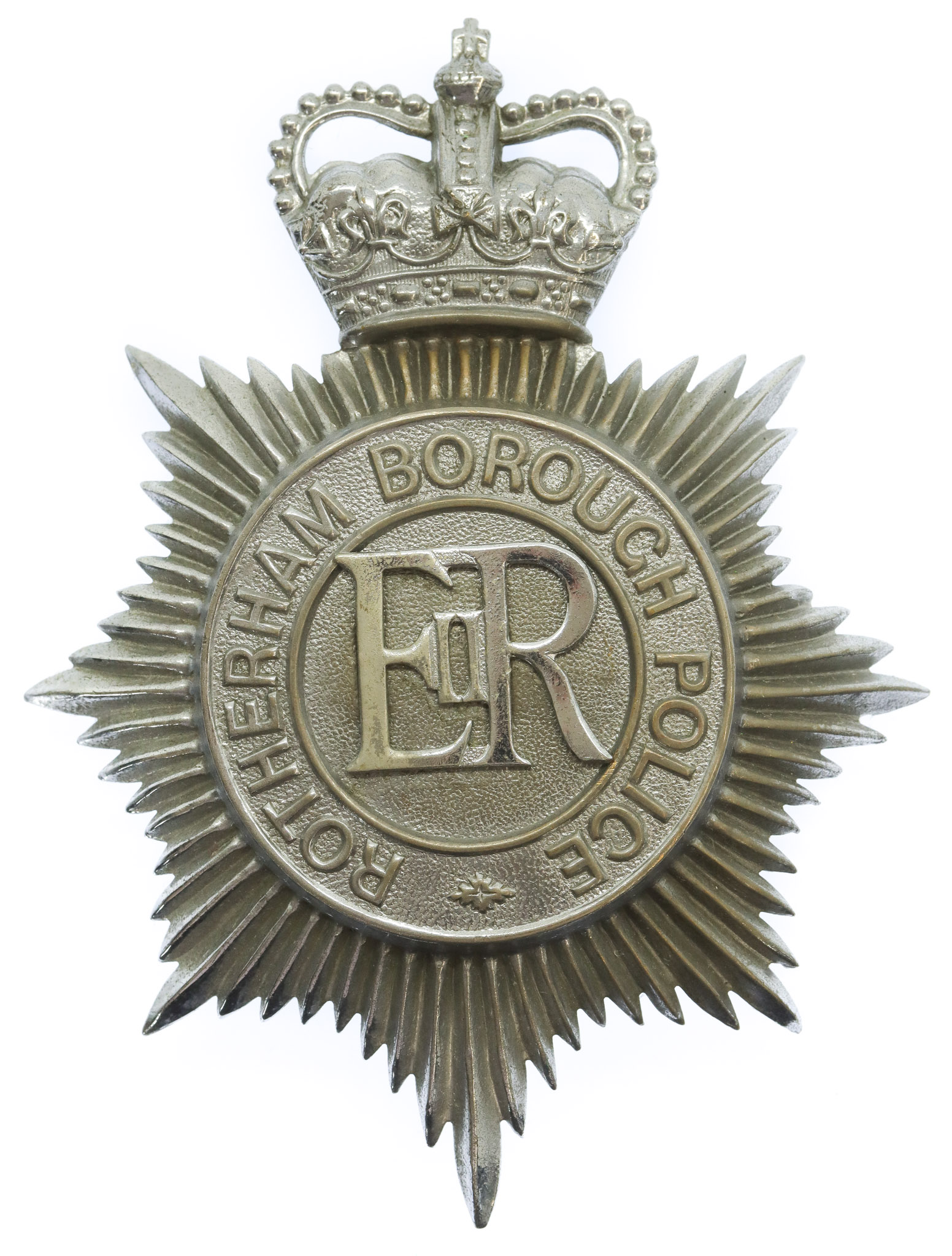 Rotherham Borough Police Helmet Plate - Queen's Crown