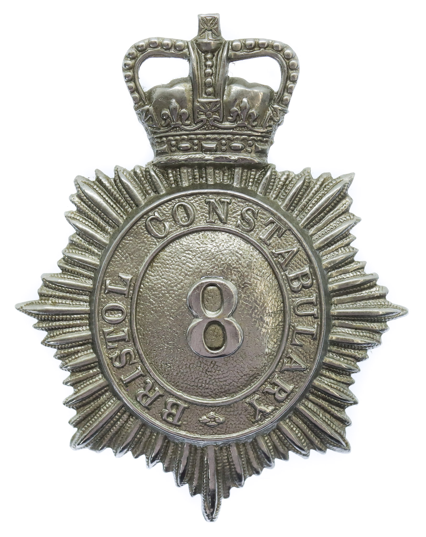 Bristol Constabulary Small Star Cap Badge/Helmet Plate - Queen's Crown (8)