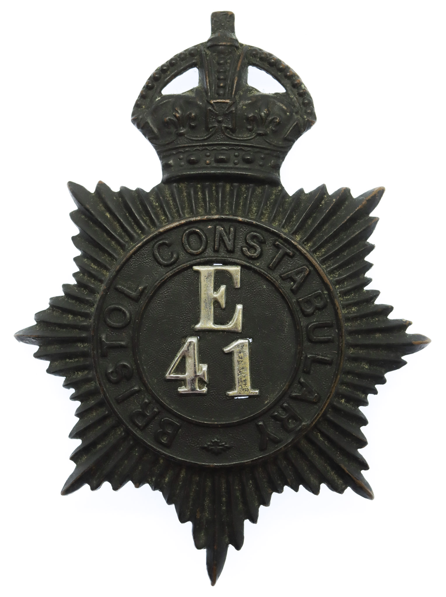 Bristol Constabulary Night Helmet Plate - King's Crown (E41)