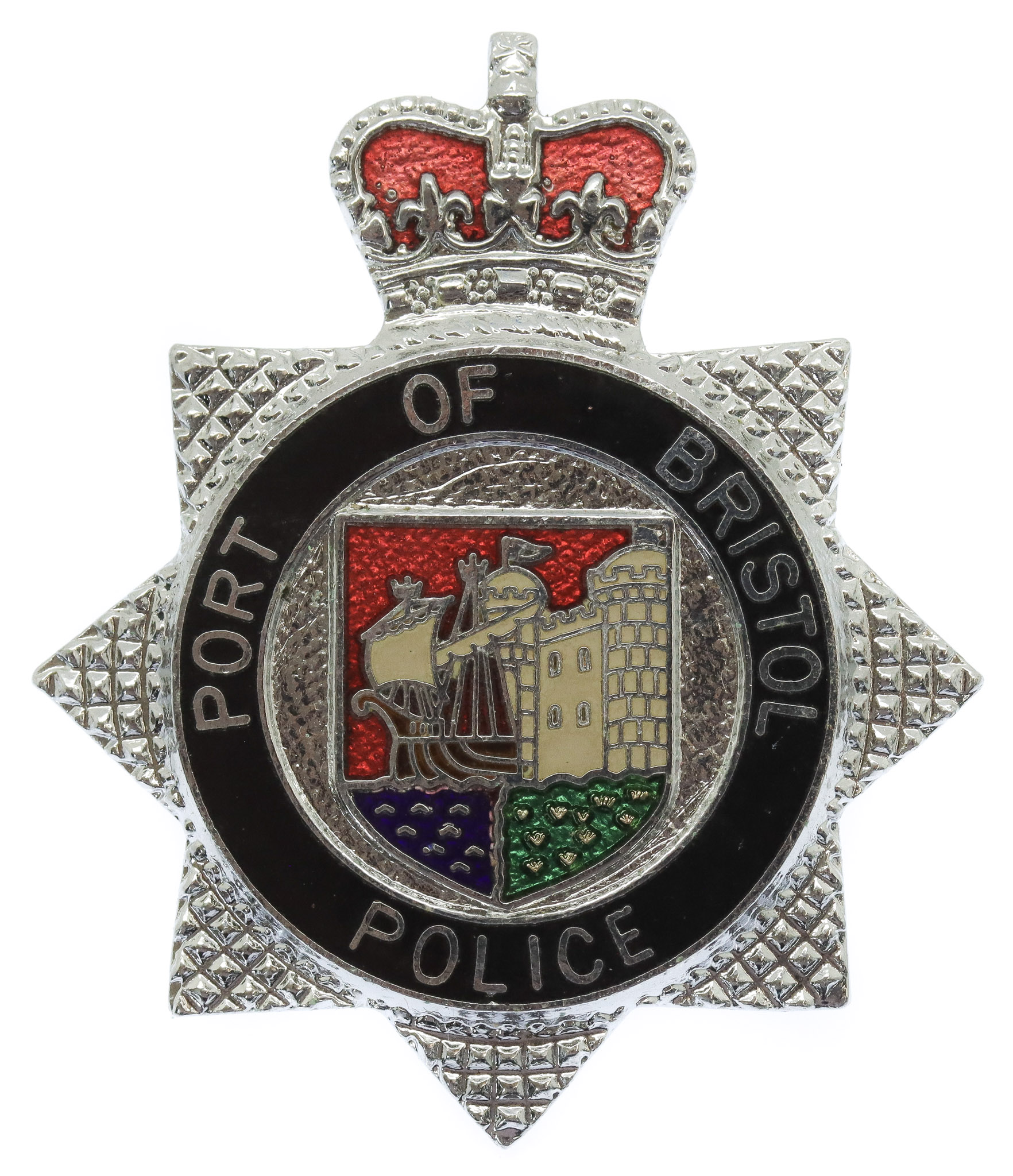 Port of Bristol Police Enamelled Cap Badge - Queen's Crown