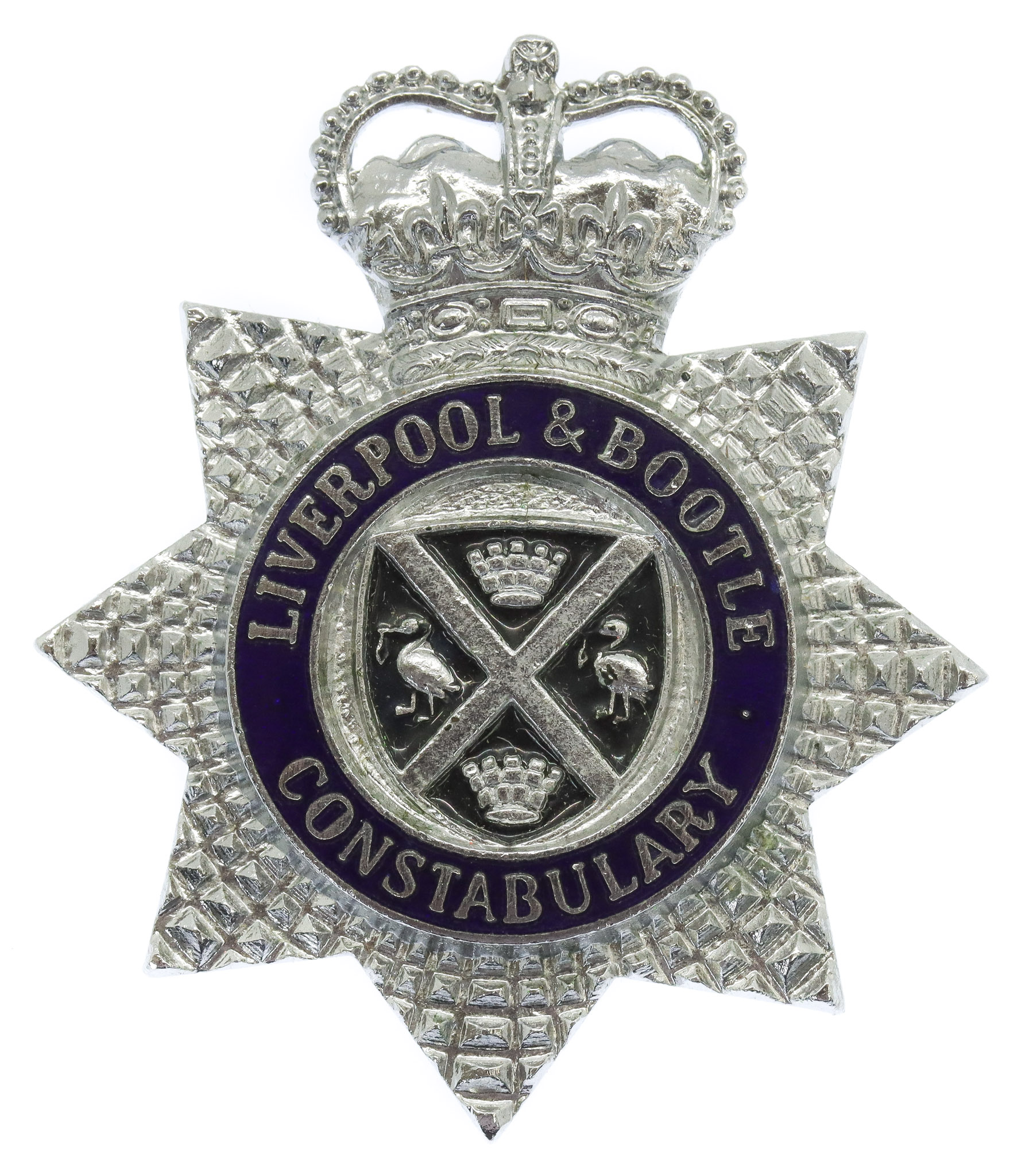 Liverpool & Bootle Constabulary Senior Officer's Enamelled Cap Badge - Queen's Crown