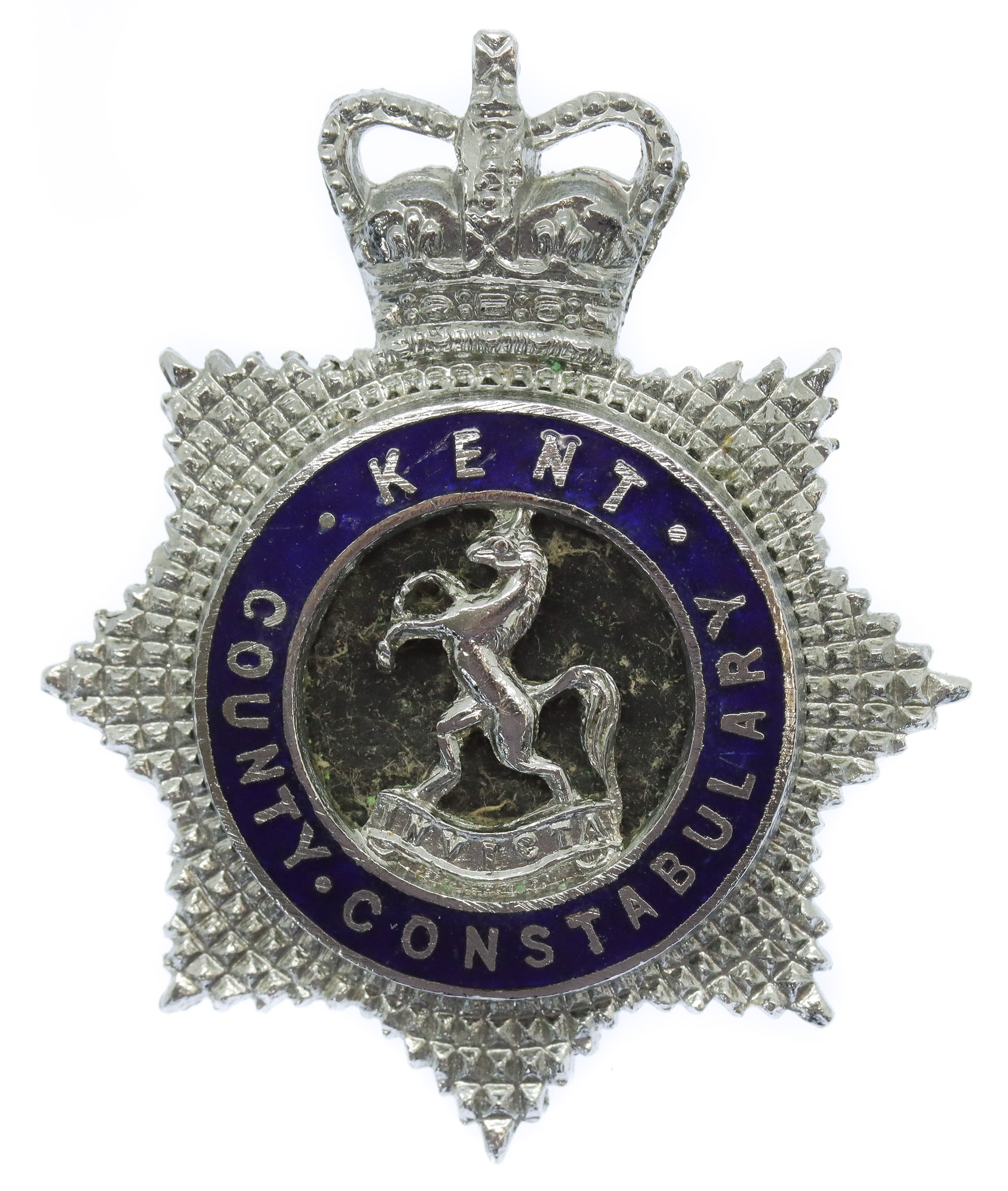 Kent County Constabulary Senior Officer's Enamelled Cap Badge - Queen's Crown