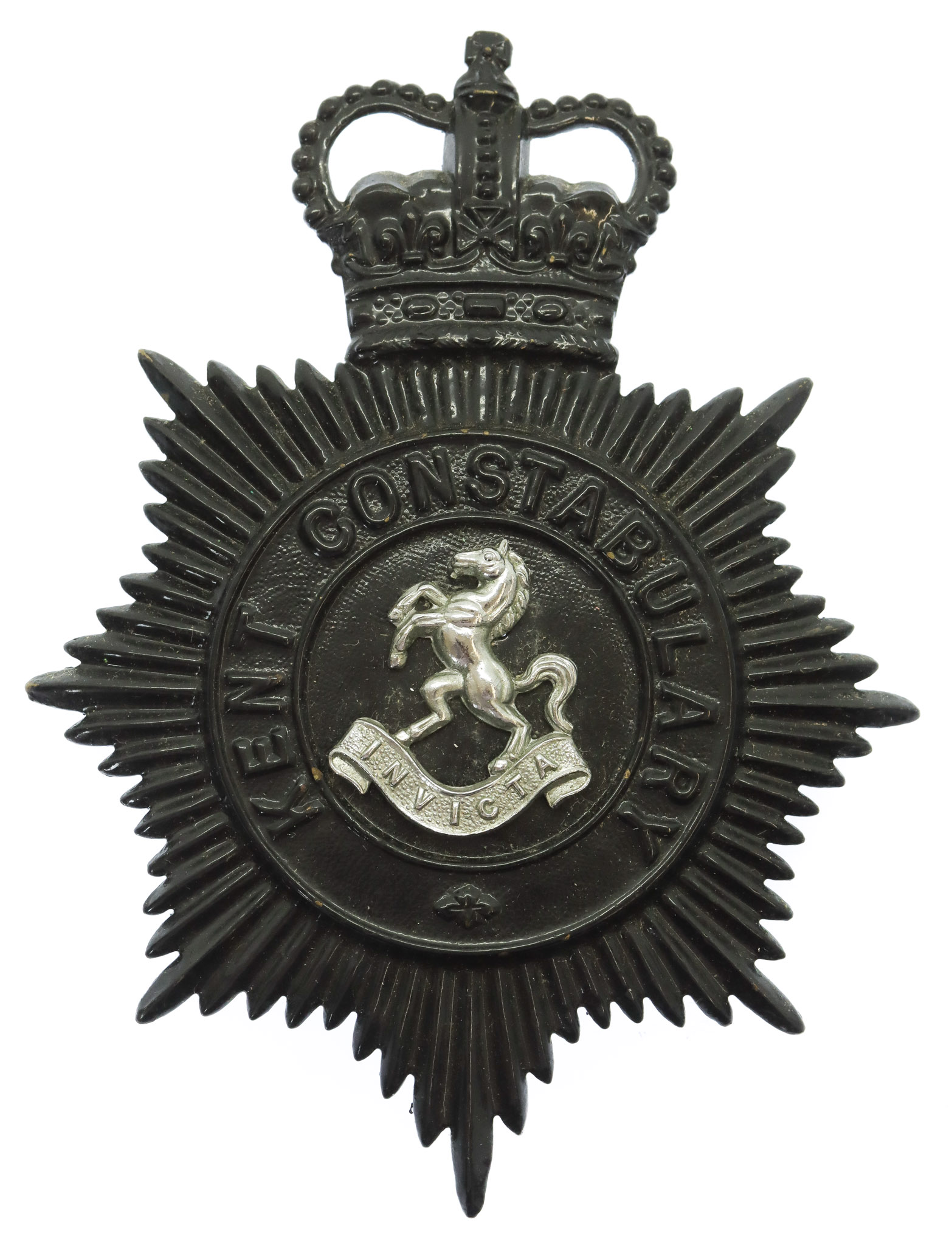 Kent Constabulary Night Helmet Plate - Queen's Crown