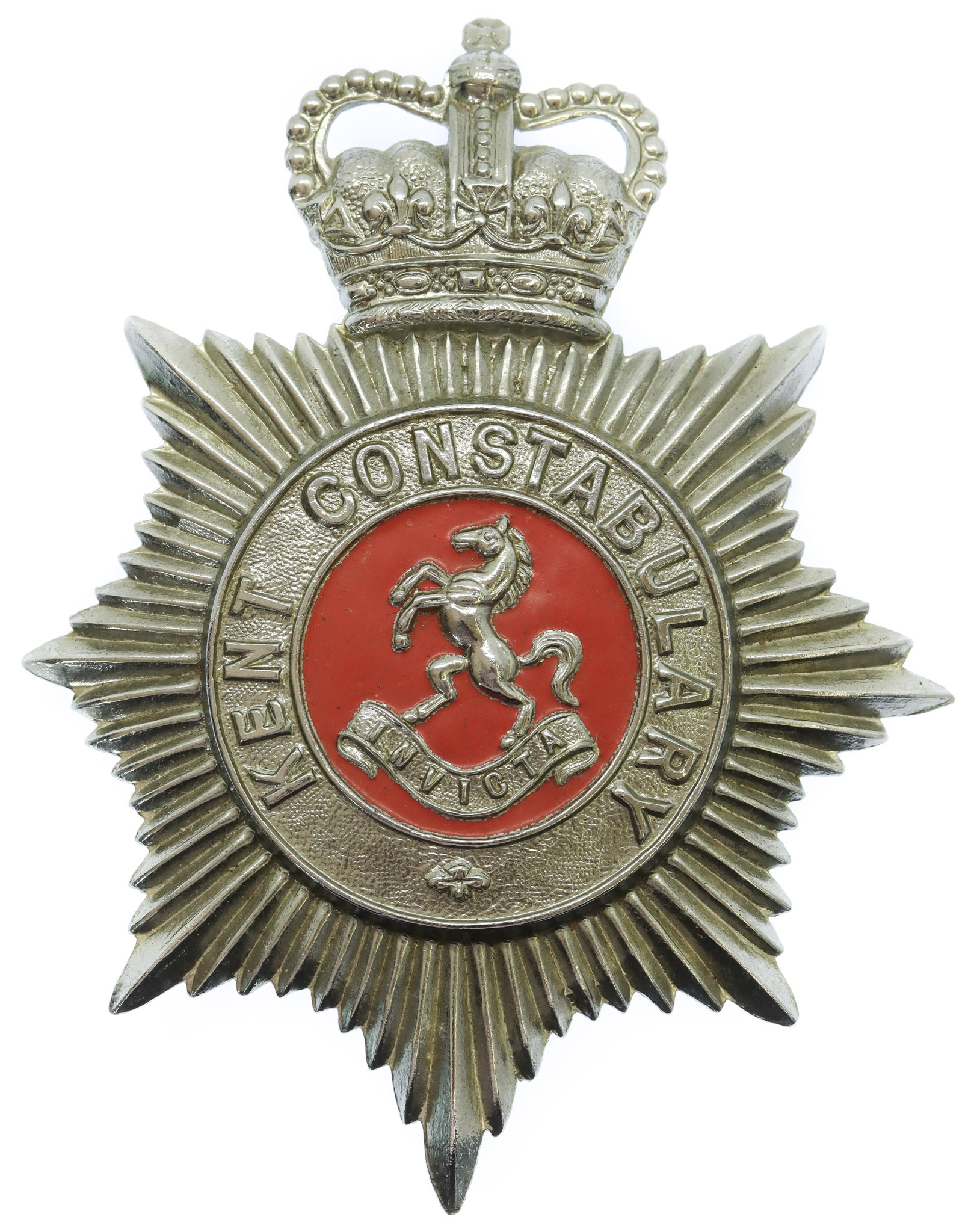 Kent Constabulary Enamelled Helmet Plate - Queen's Crown