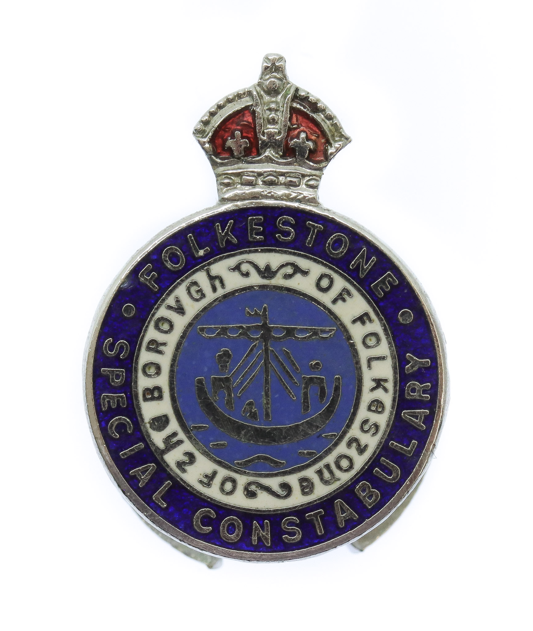 Folkestone Special Constabulary Enamelled Lapel Badge - King's Crown