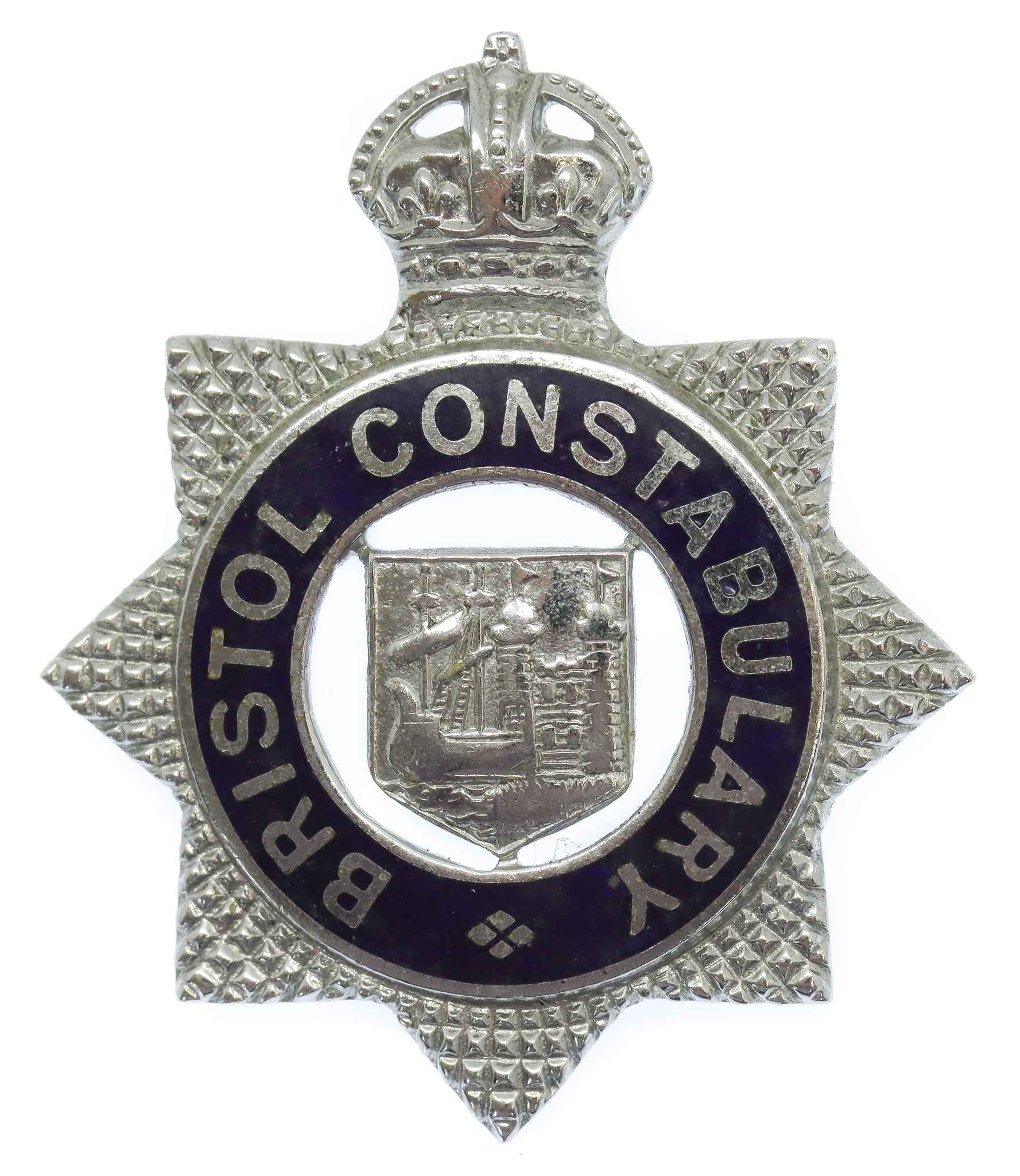 Bristol Constabulary  Senior Officer's Enamelled Cap Badge - King's Crown 