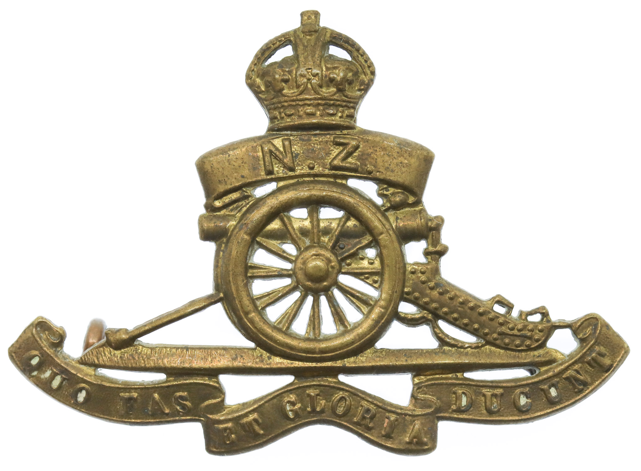 Royal New Zealand Artillery Cap Badge - King's Crown