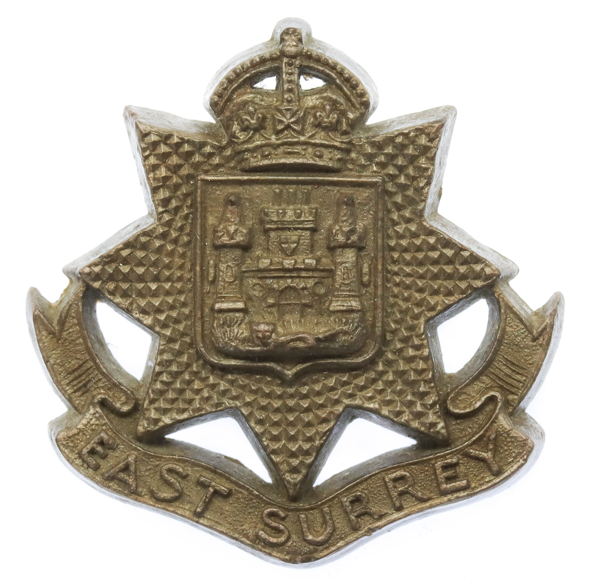 East Surrey Regiment WW2 Plastic Economy Cap Badge