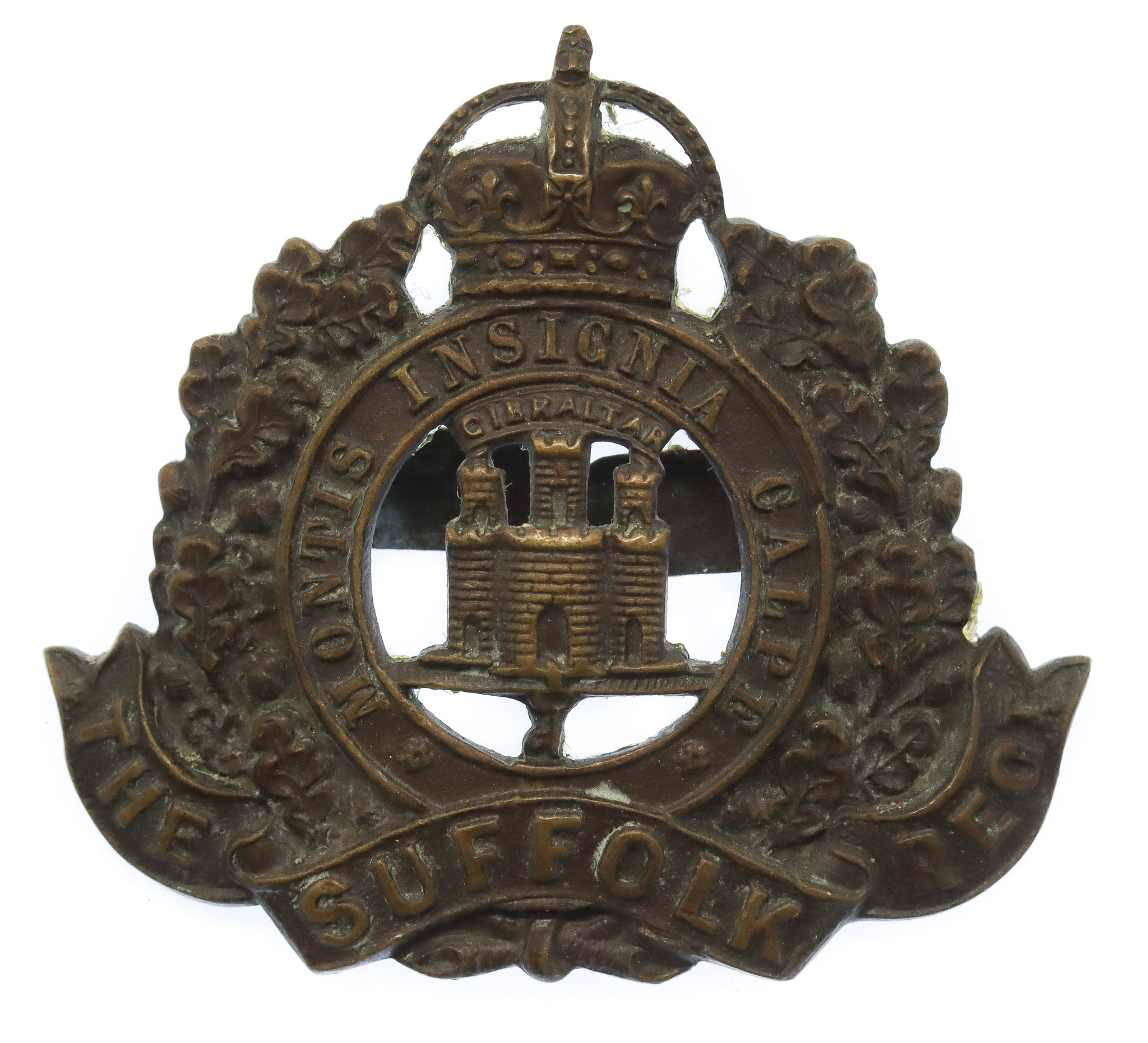 Suffolk Regiment Officer's Service Dress Cap Badge - King's Crown