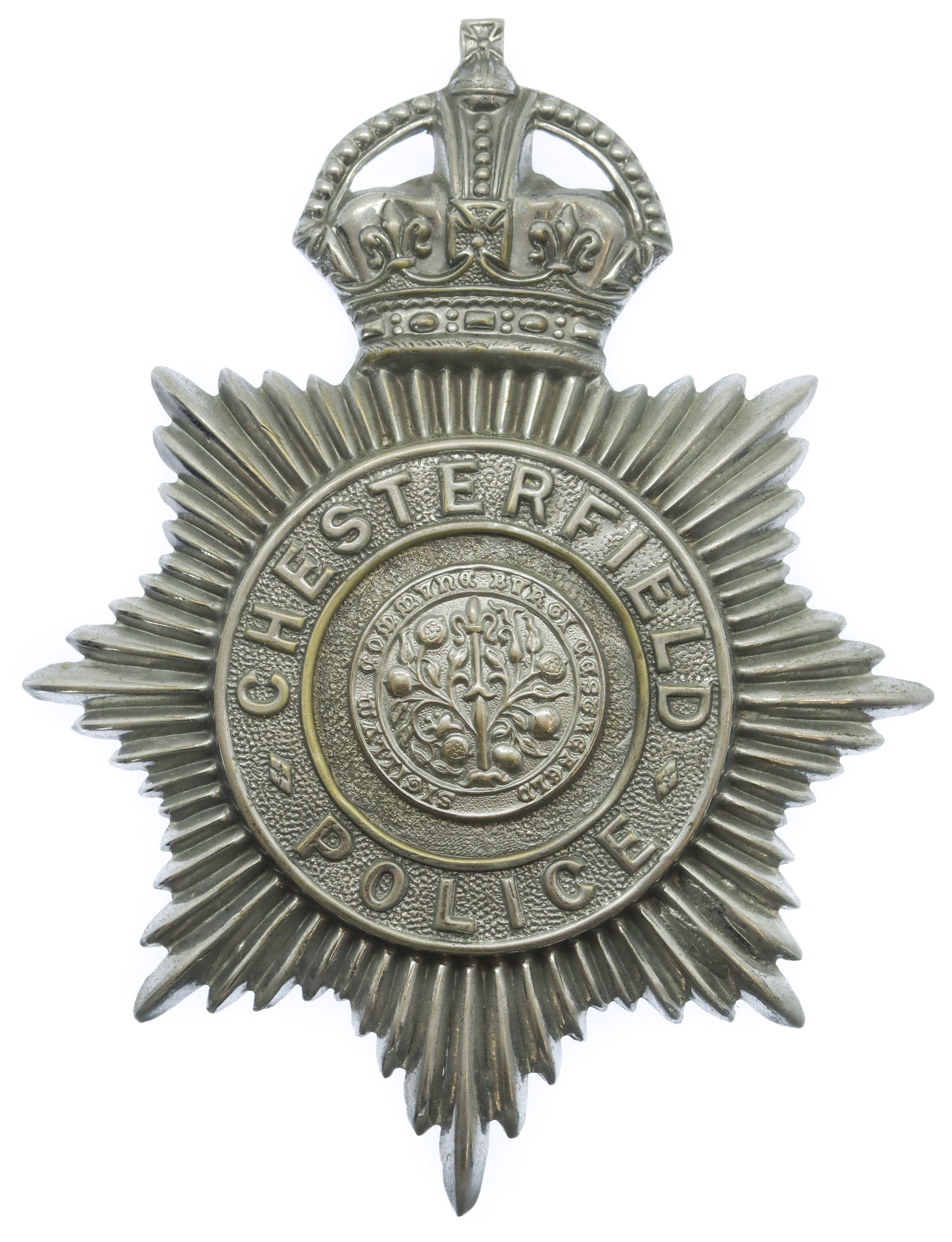 Chesterfield Borough Police  Helmet Plate - King's Crown