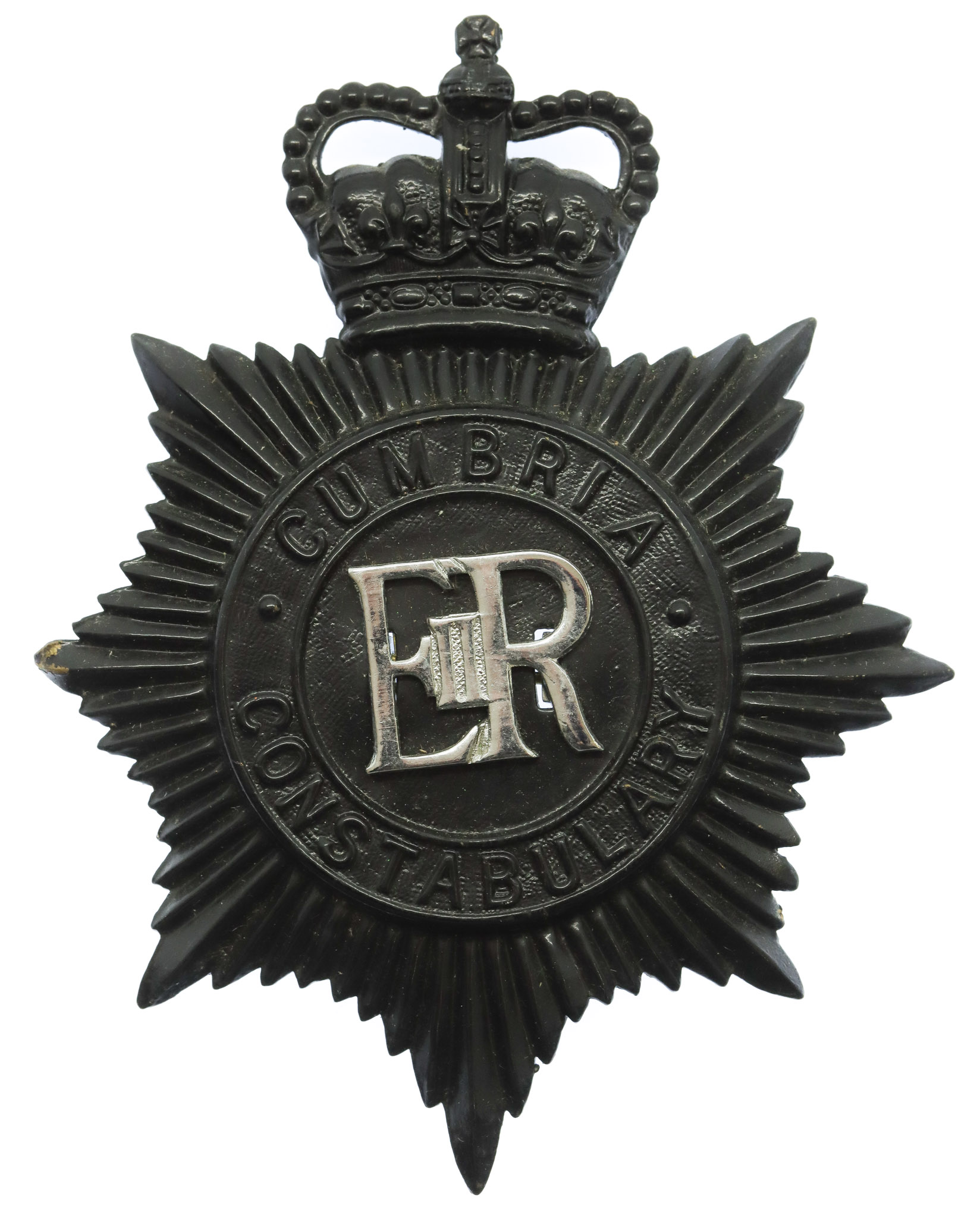 Cumbria Constabulary Night Helmet Plate - Queen's Crown