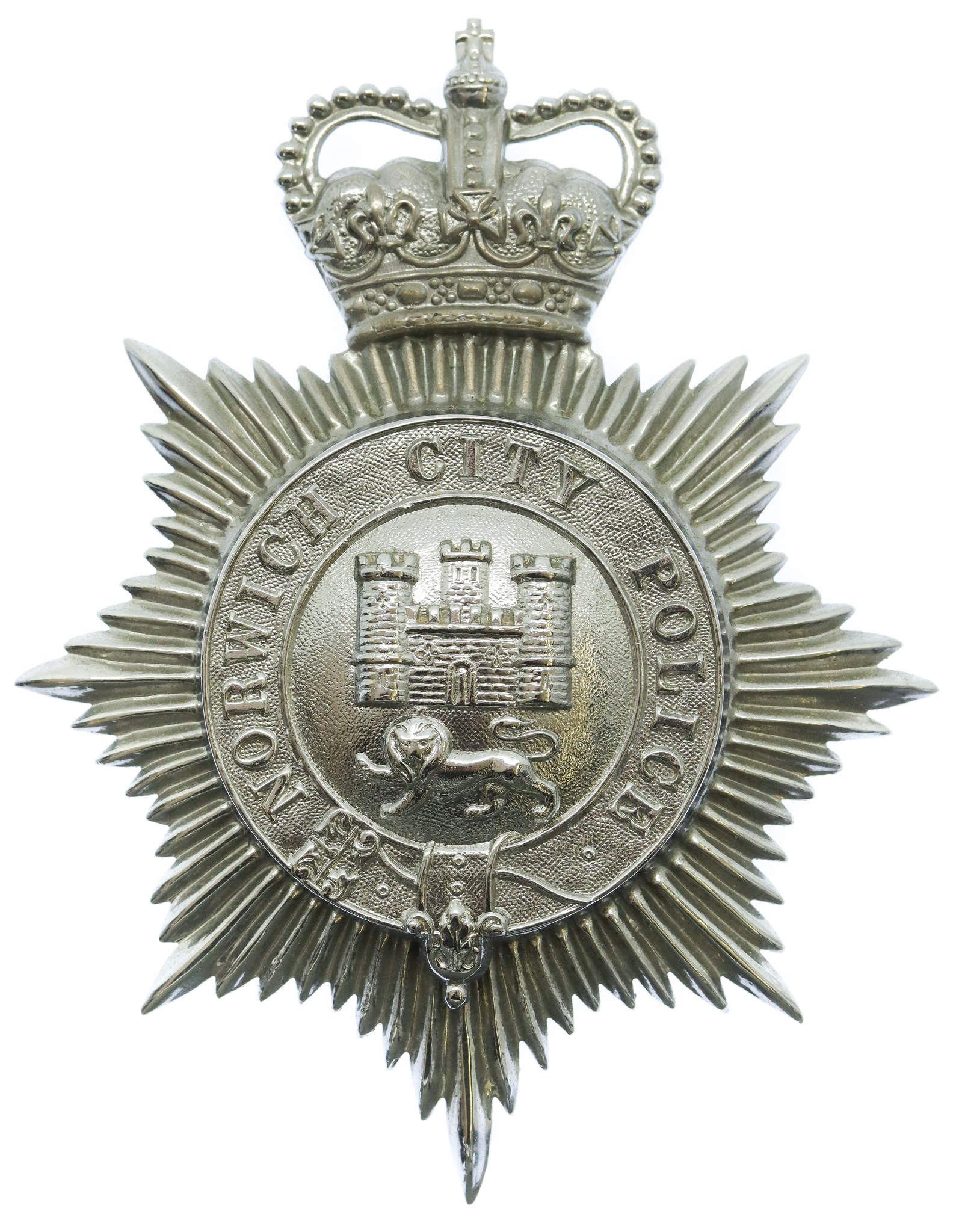 Norwich City Police Helmet Plate - Queen's Crown