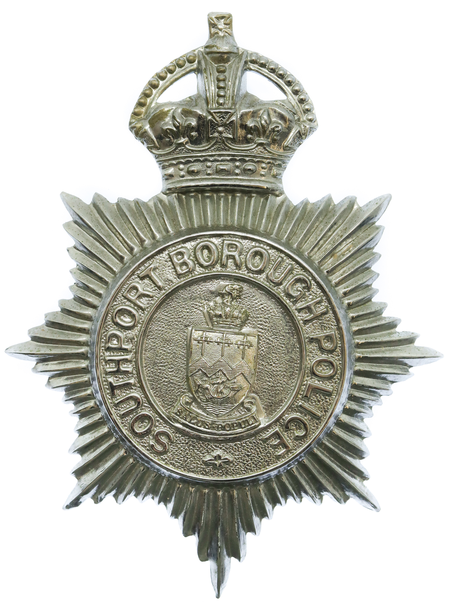 Southport Borough Police Helmet Plate - King's Crown