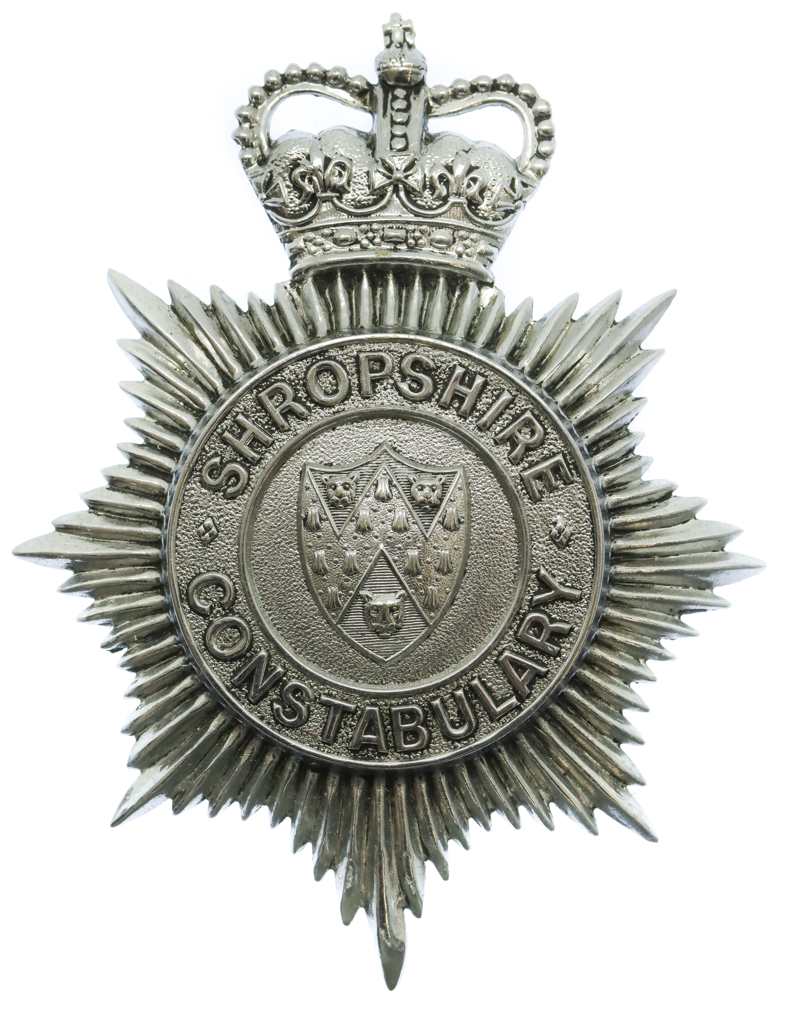 Shropshire Constabulary Helmet Plate - Queen's Crown