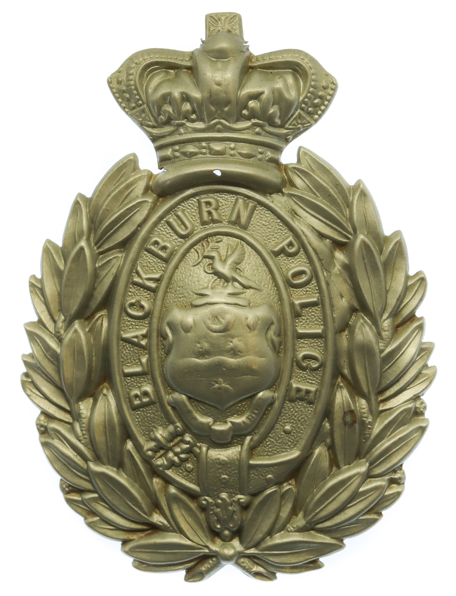 Victorian Blackburn Borough Police Helmet Plate