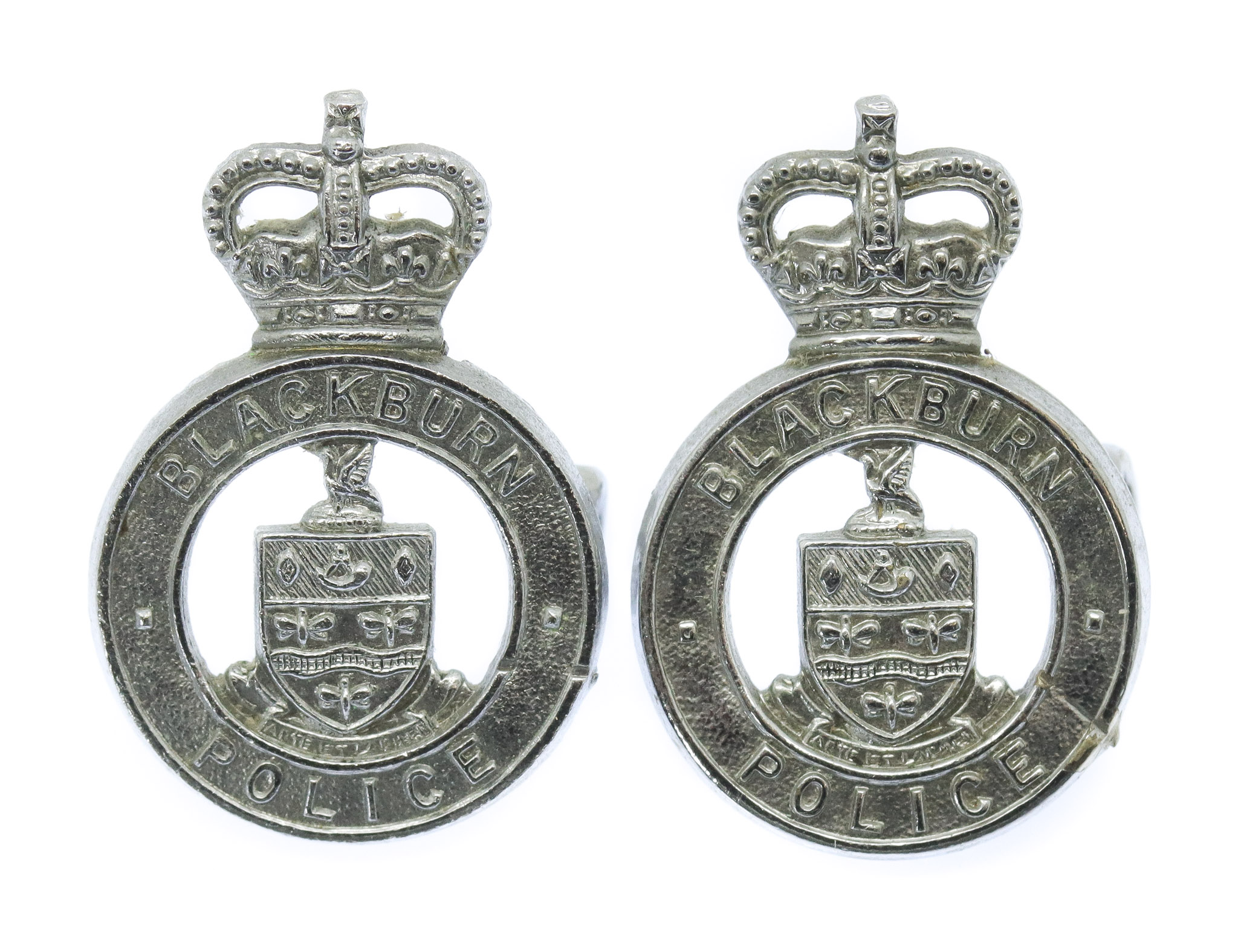 Pair of Blackburn Borough Police Collar Badges - Queen's Crown