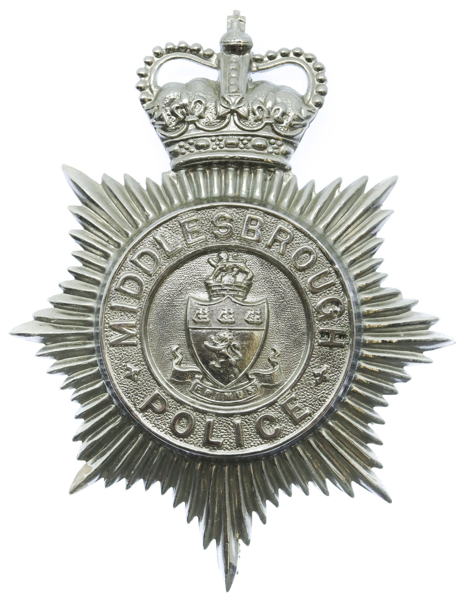 Middlesbrough Borough Police Helmet Plate - Queen's Crown