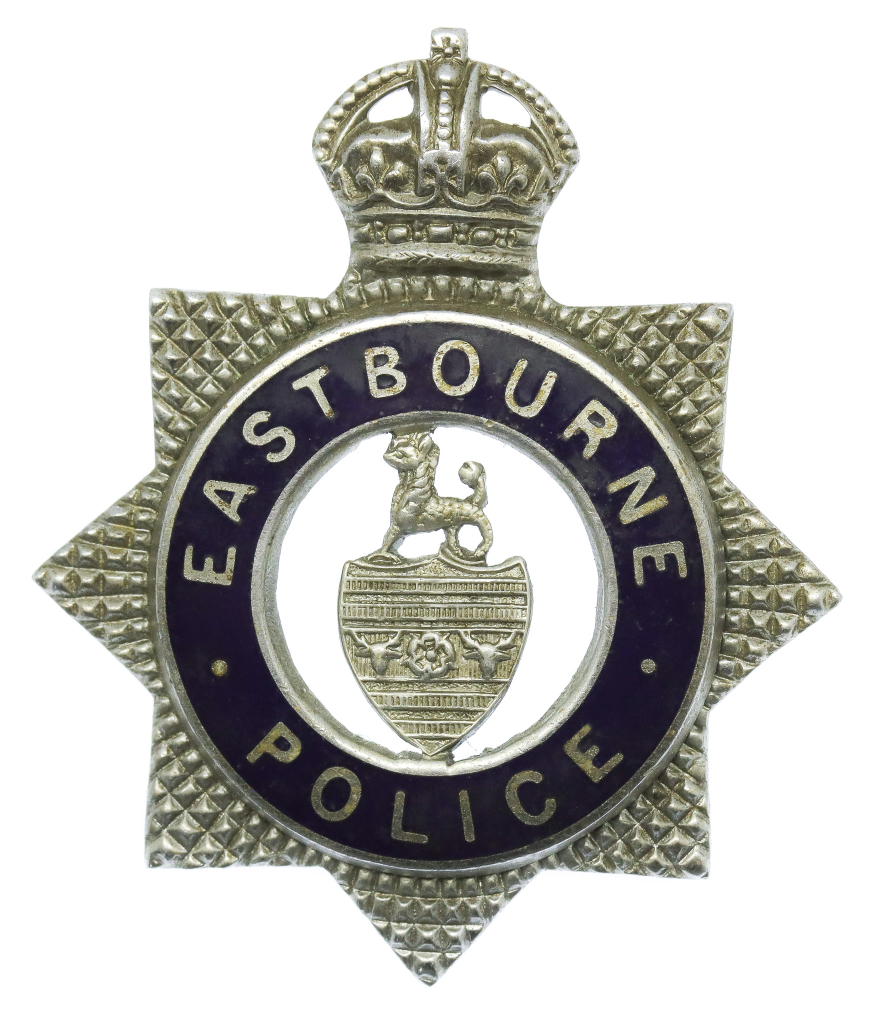 Eastbourne Borough Police Senior Officer's Enamelled Cap Badge - King's Crown