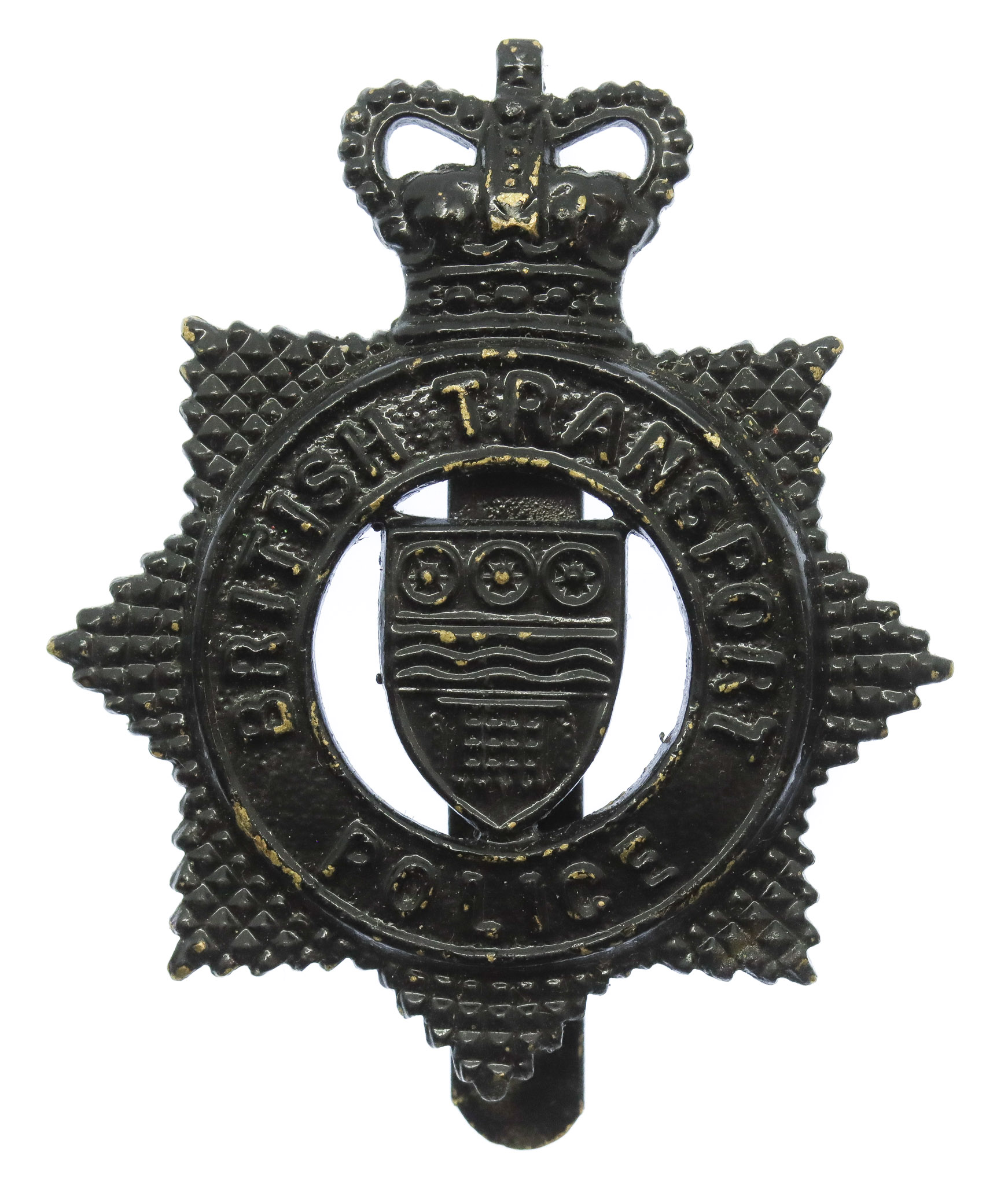 British Transport Police (Tactical Firearms) Blackened Brass Cap Badge - Queen's Crown