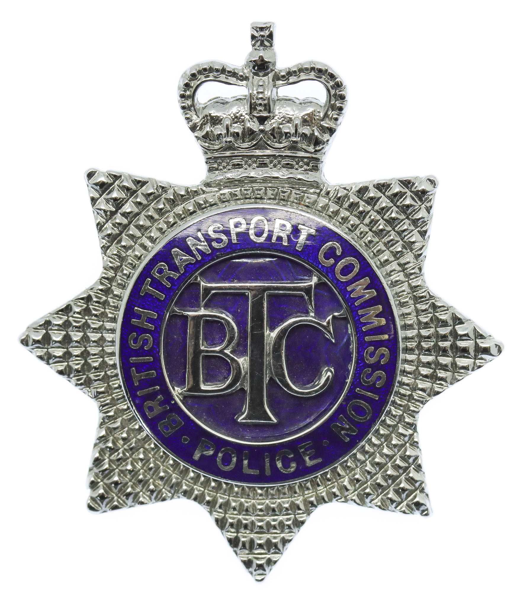 British Transport Commission (B.T.C.) Police Senior Officer's Enamelled Cap Badge - Queen's Crown