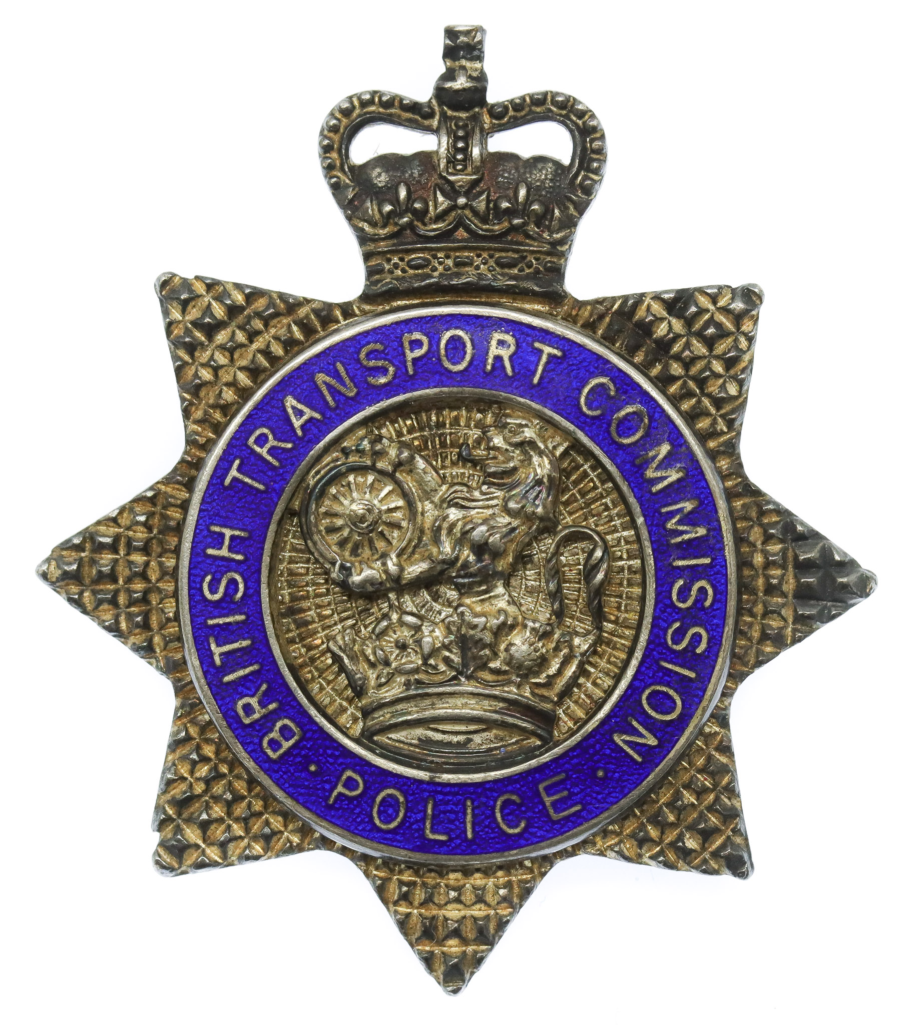 British Transport Commission (B.T.C.) Police Senior Officer's Hallmarked Silver Cap Badge - Queen's Crown