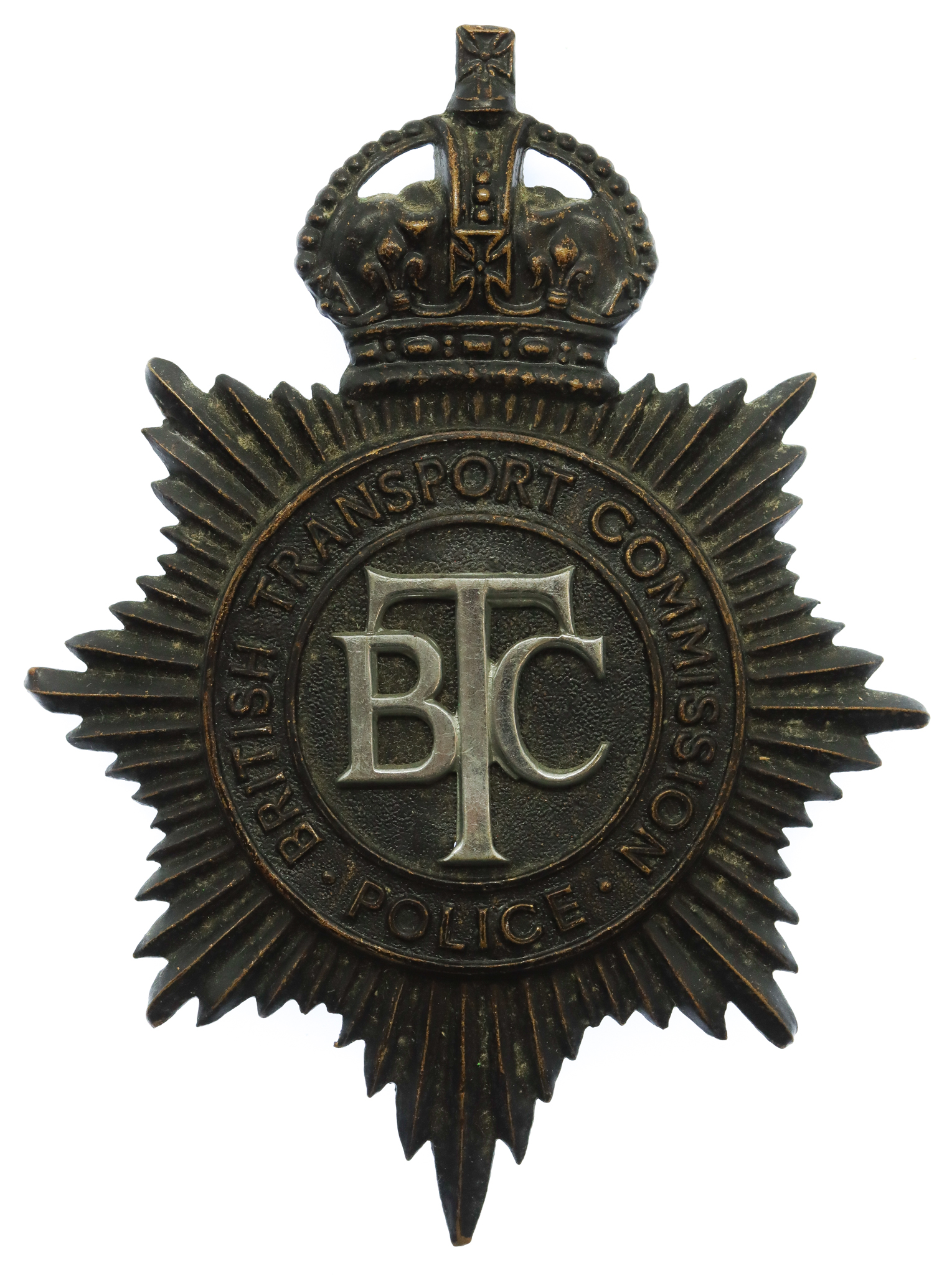 British Transport Commission (B.T.C.) Police Helmet Plate - King's Crown