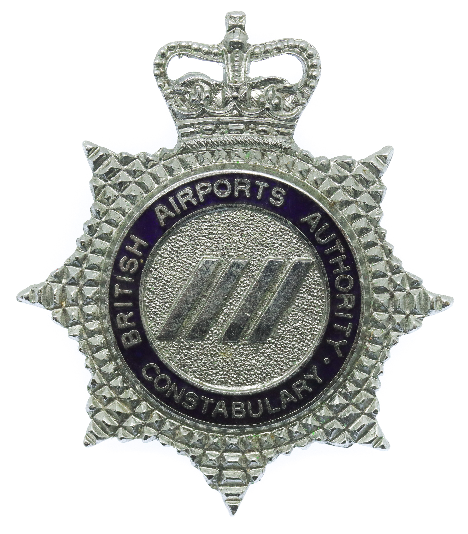 British Airports Authority Constabulary Senior Officer's Enamelled Cap Badge - Queen's Crown